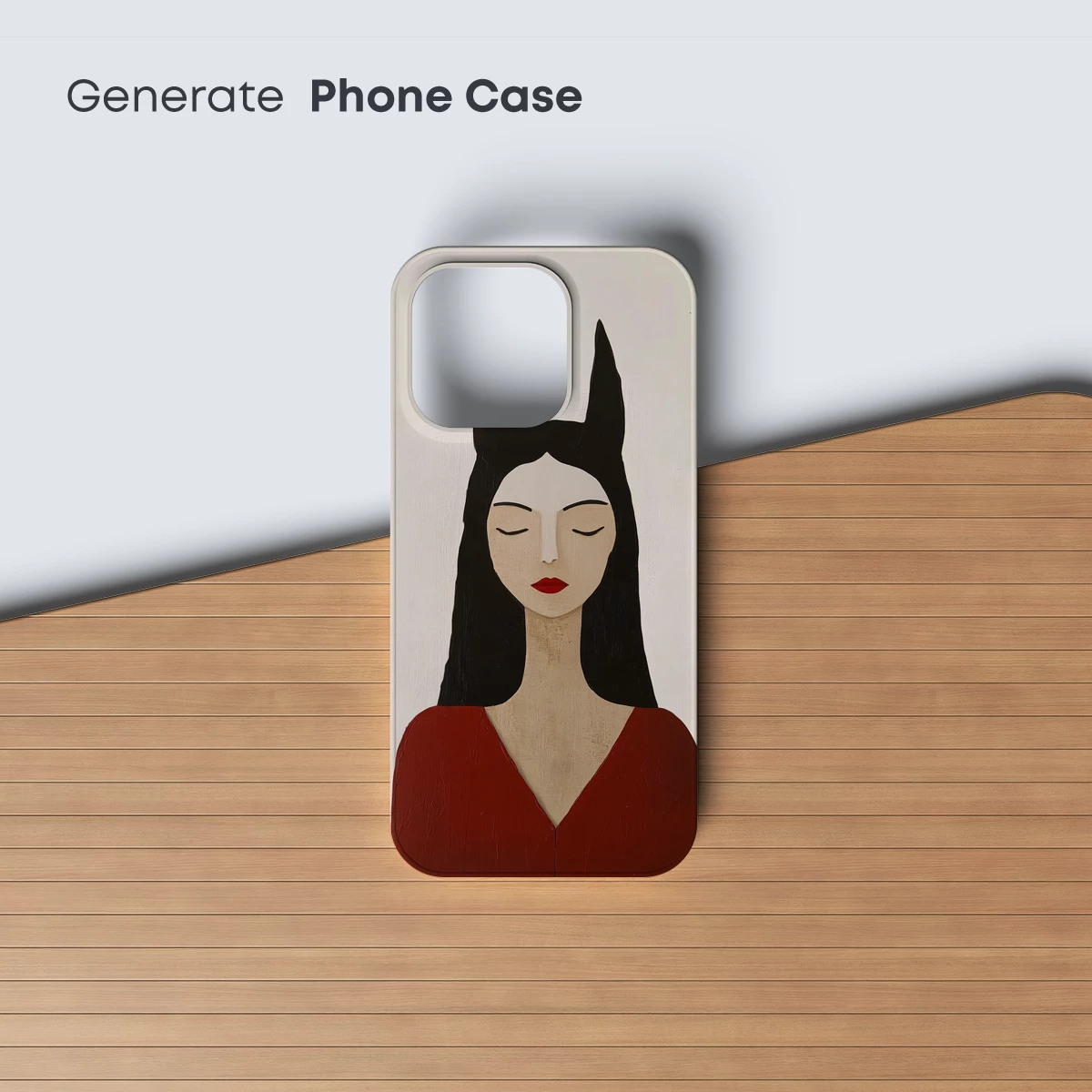 Elegant Enigma: Bat-Eared Beauty in Red - Image 3