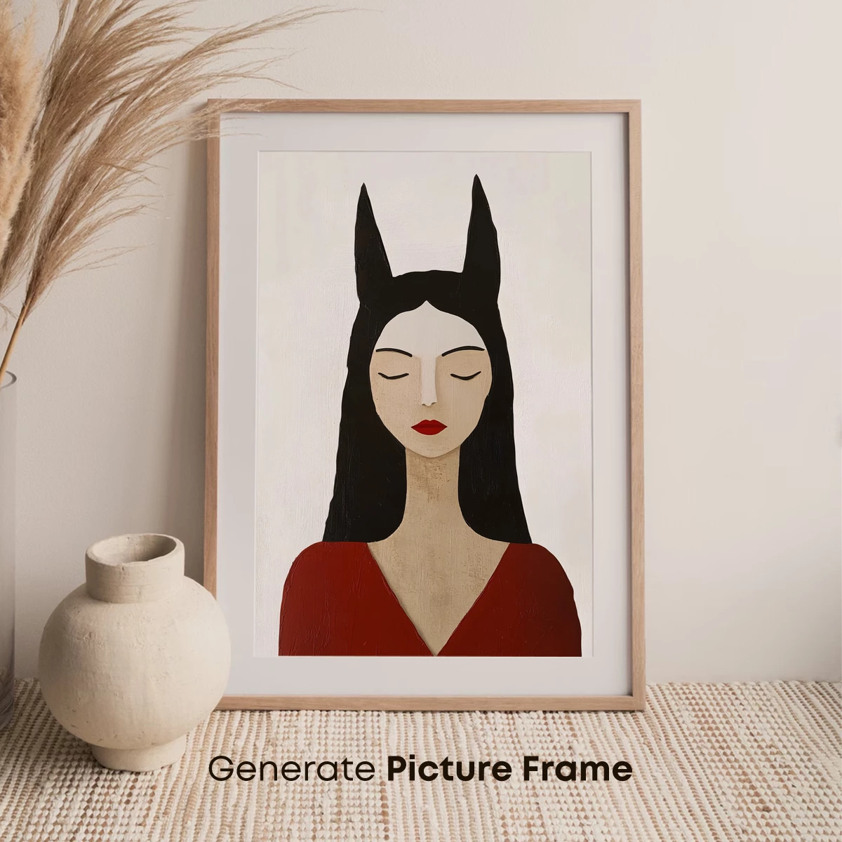 Elegant Enigma: Bat-Eared Beauty in Red - Image 7