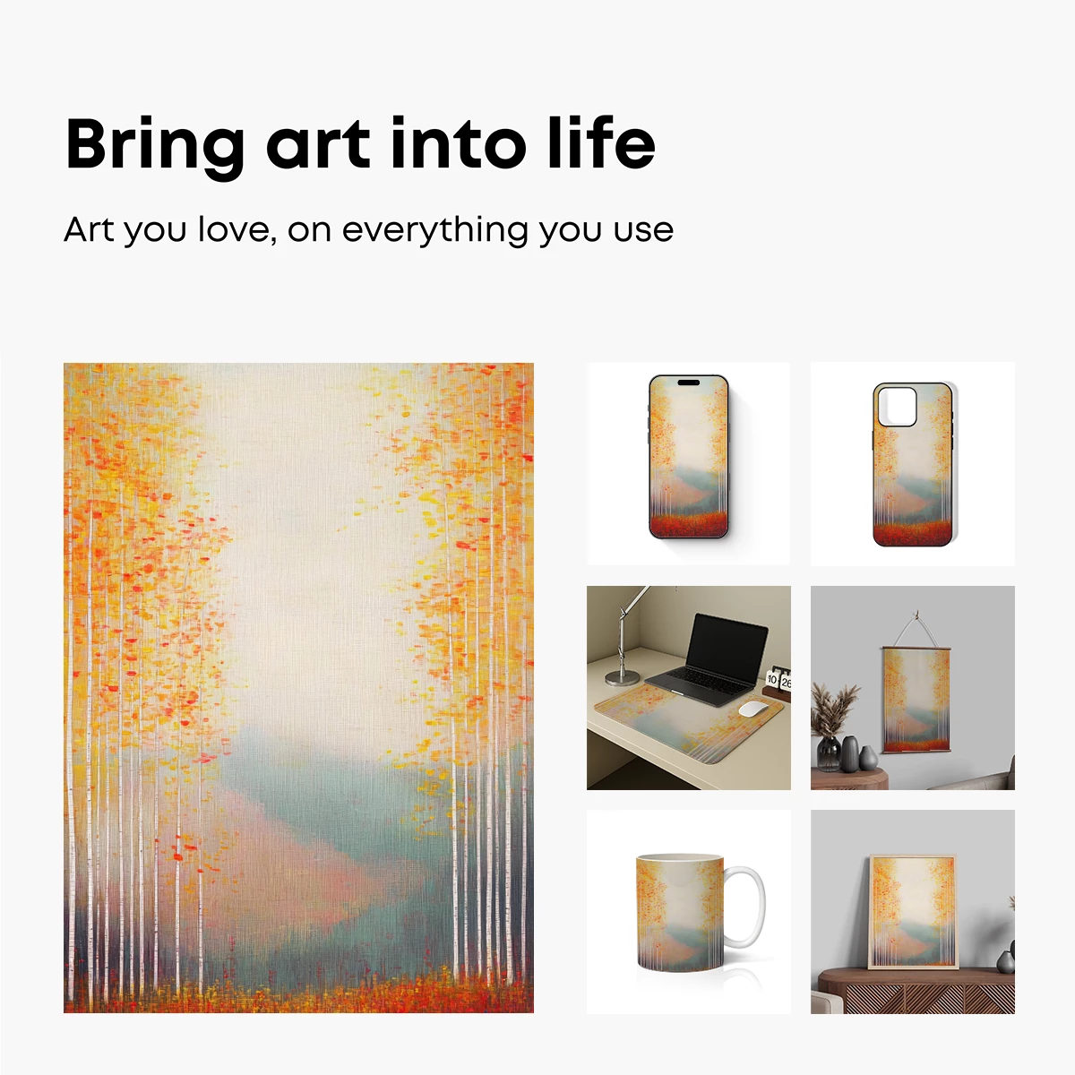 Autumn Birch Symphony: Abstract Forest Glow - Image 2