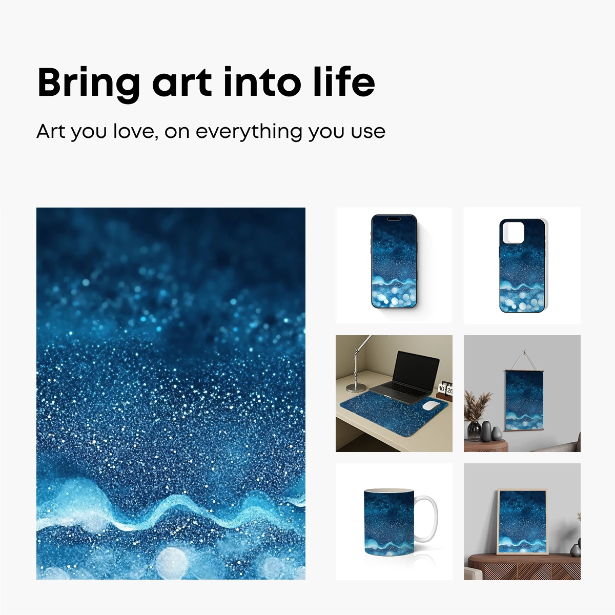 Blue Bokeh Symphony: Glittering Waves