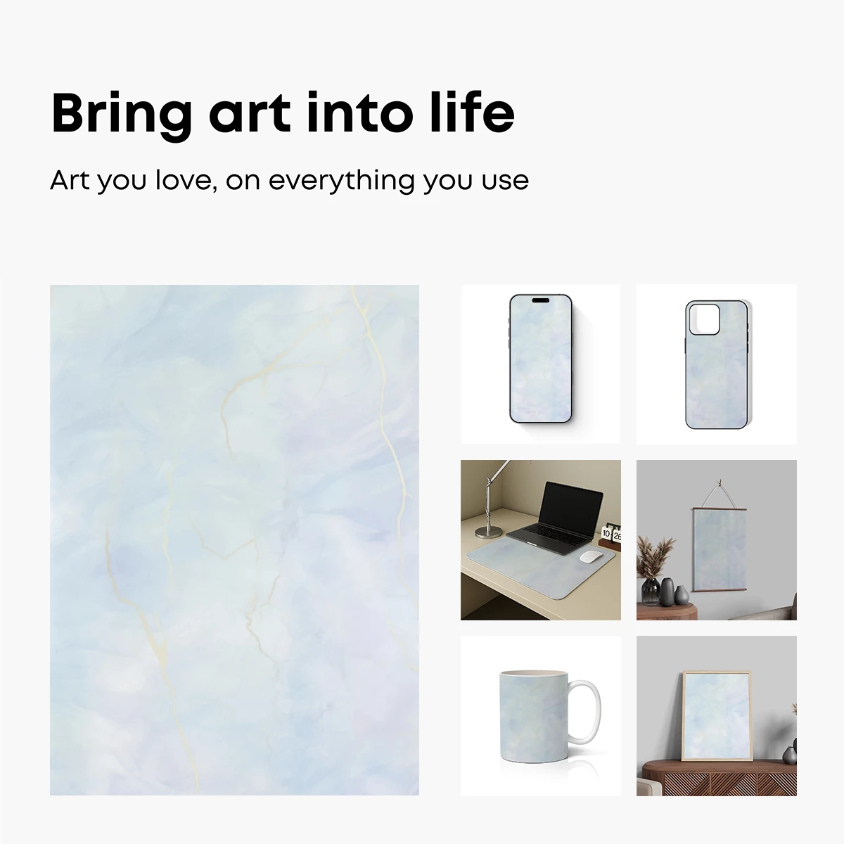 Ethereal Marble Veins: Golden Threads in Pastel Dreams - Image 2