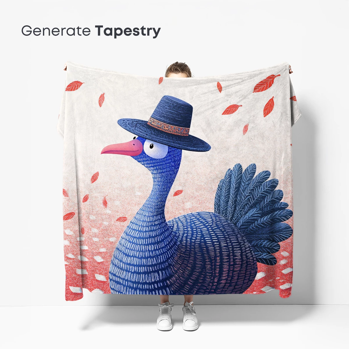 Autumnal Strut: Quirky Blue Bird in a Fedora - Image 5