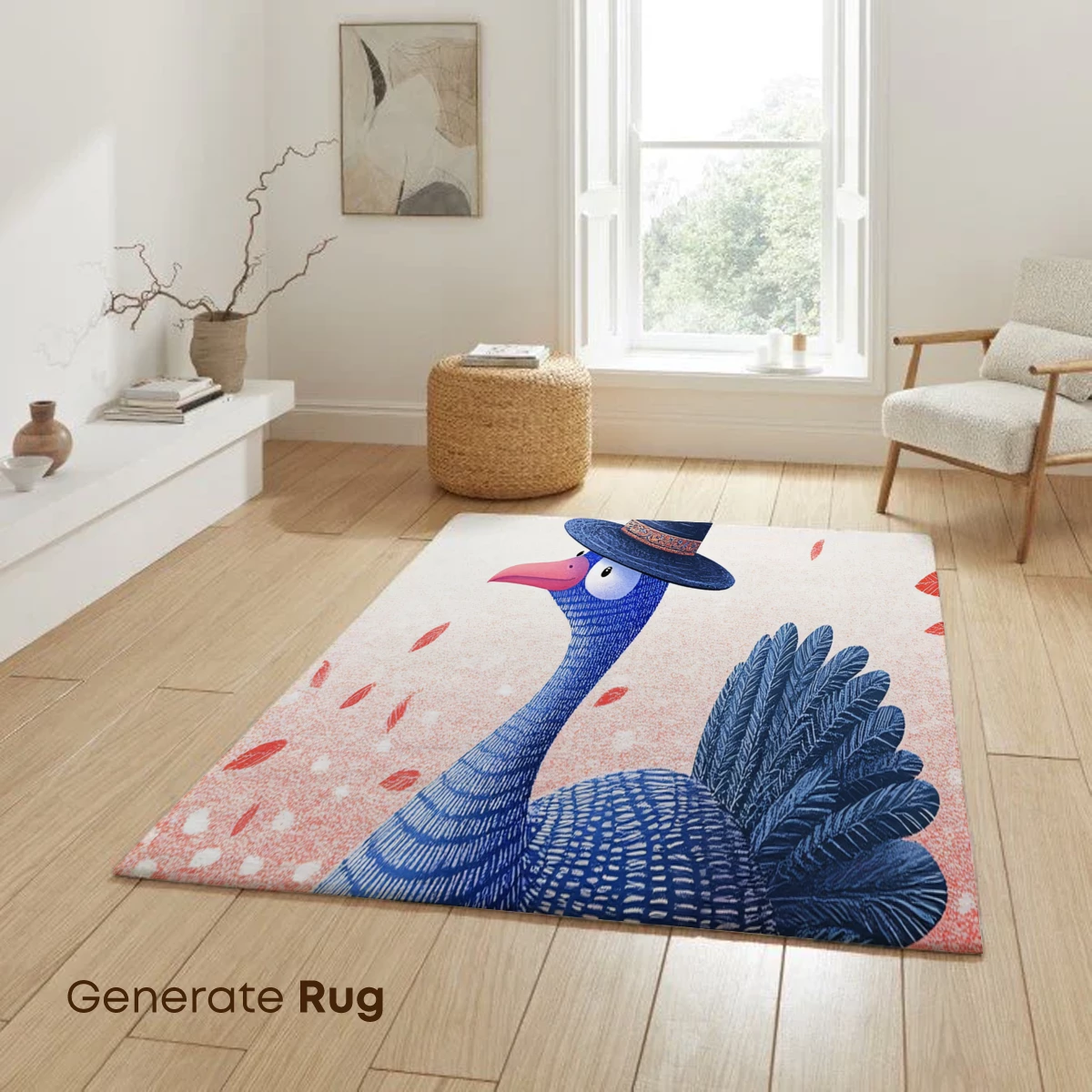 Autumnal Strut: Quirky Blue Bird in a Fedora - Image 6