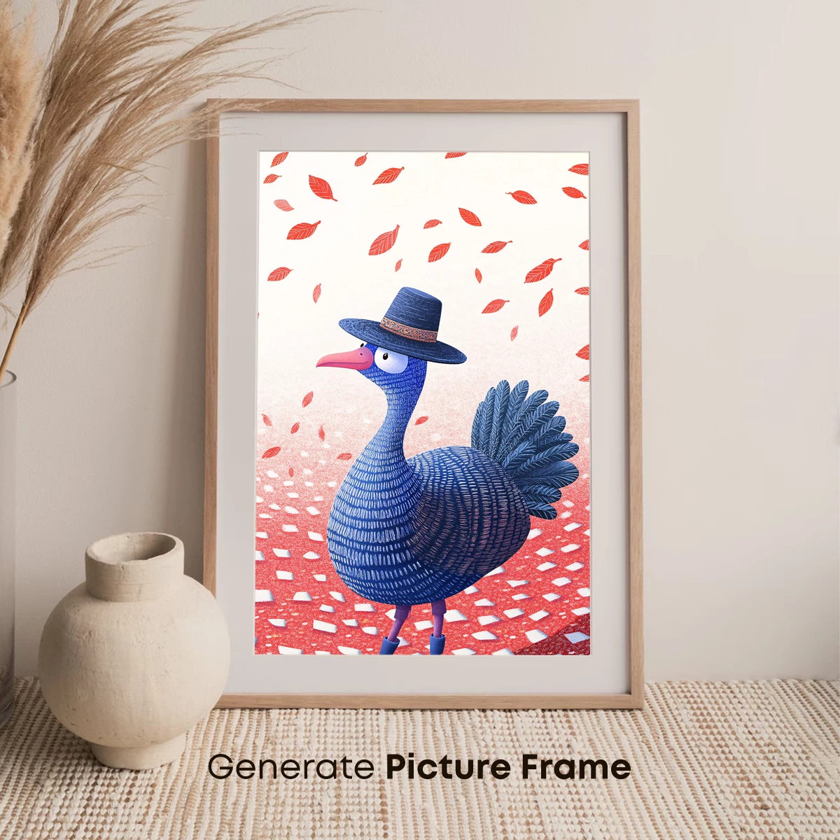 Autumnal Strut: Quirky Blue Bird in a Fedora - Image 7