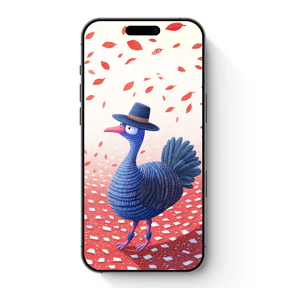 Autumnal Strut: Quirky Blue Bird in a Fedora