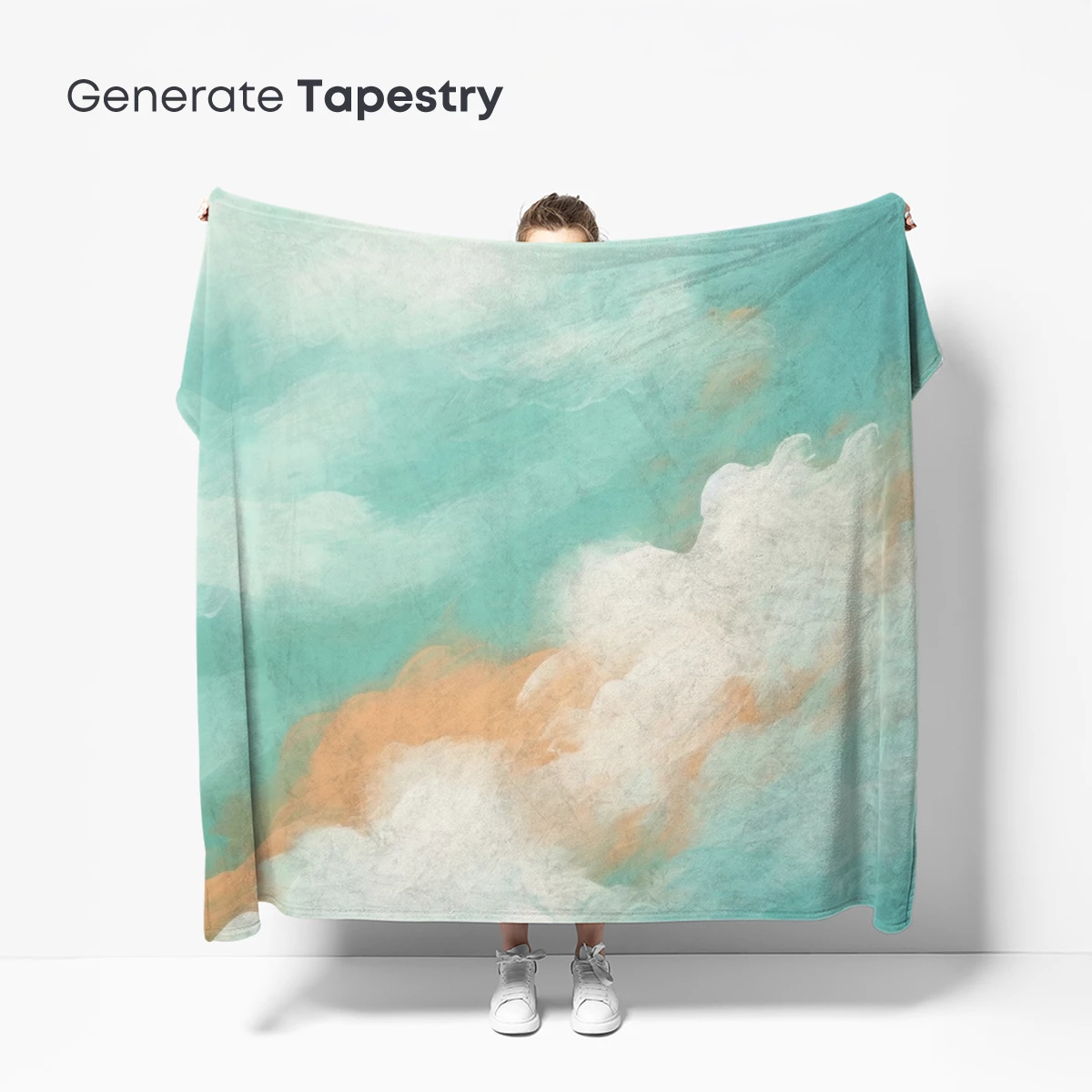 Aqua Dreamscape: Ethereal Clouds and Coral Hues - Image 5