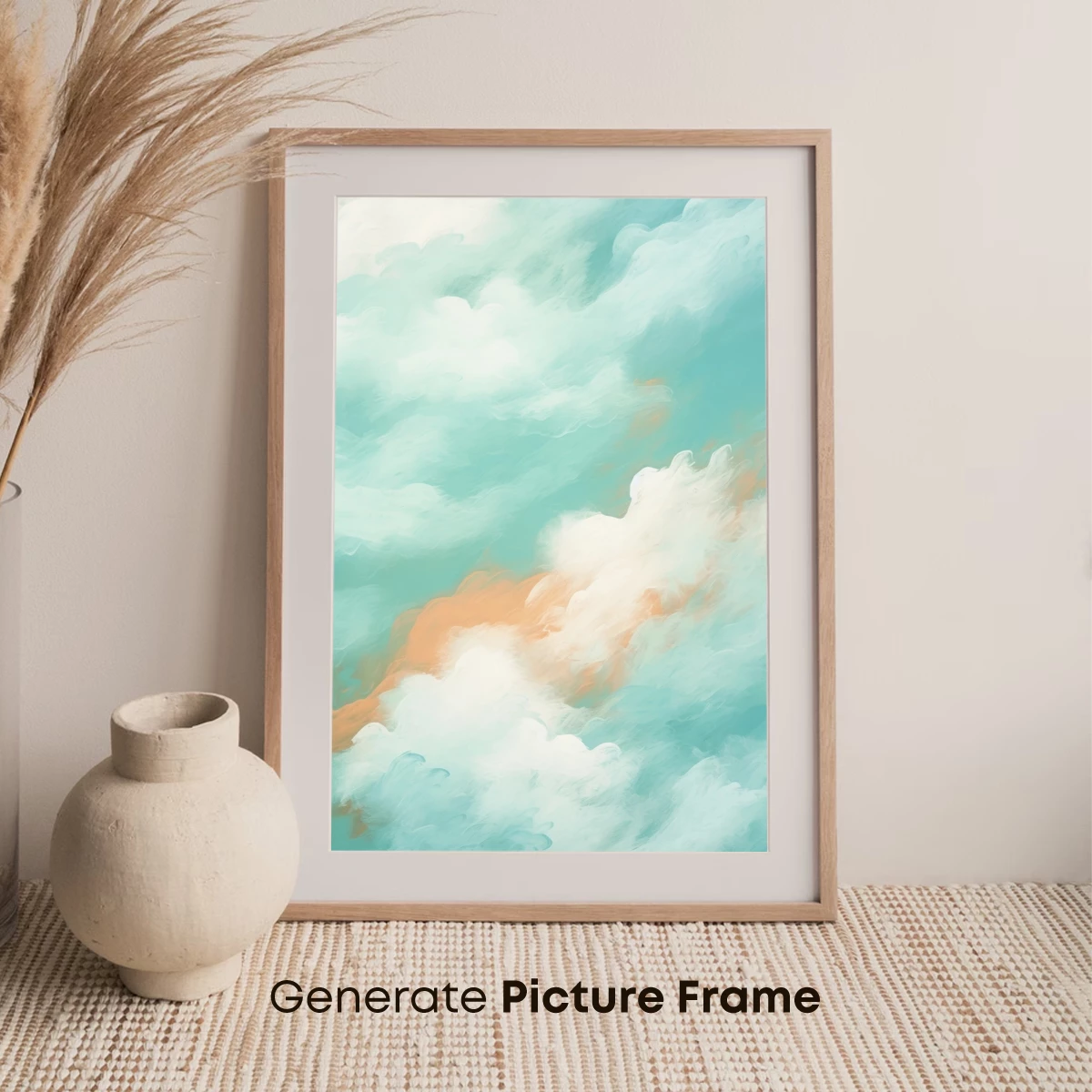 Aqua Dreamscape: Ethereal Clouds and Coral Hues - Image 7