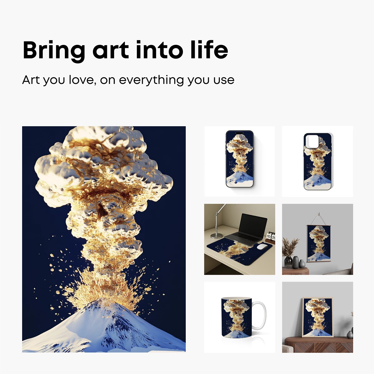 Golden Eruption: Snowy Peak Meets Fiery Clouds - Image 2