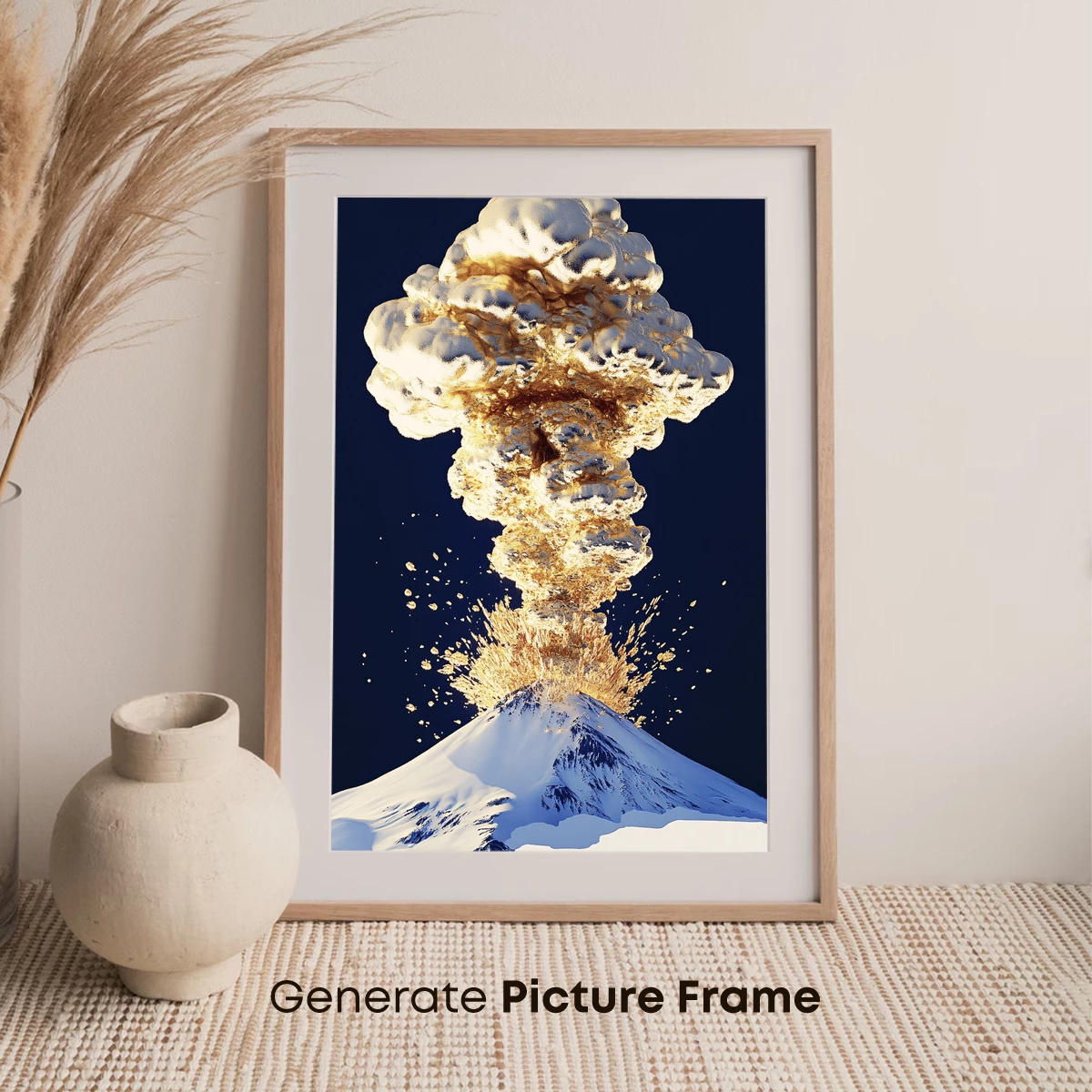 Golden Eruption: Snowy Peak Meets Fiery Clouds - Image 7