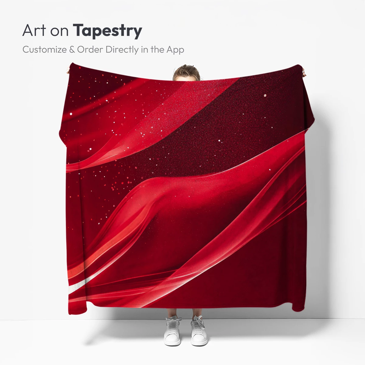 Elegant Crimson Waves: A Symphony of Flow and Sparkle - Image 4