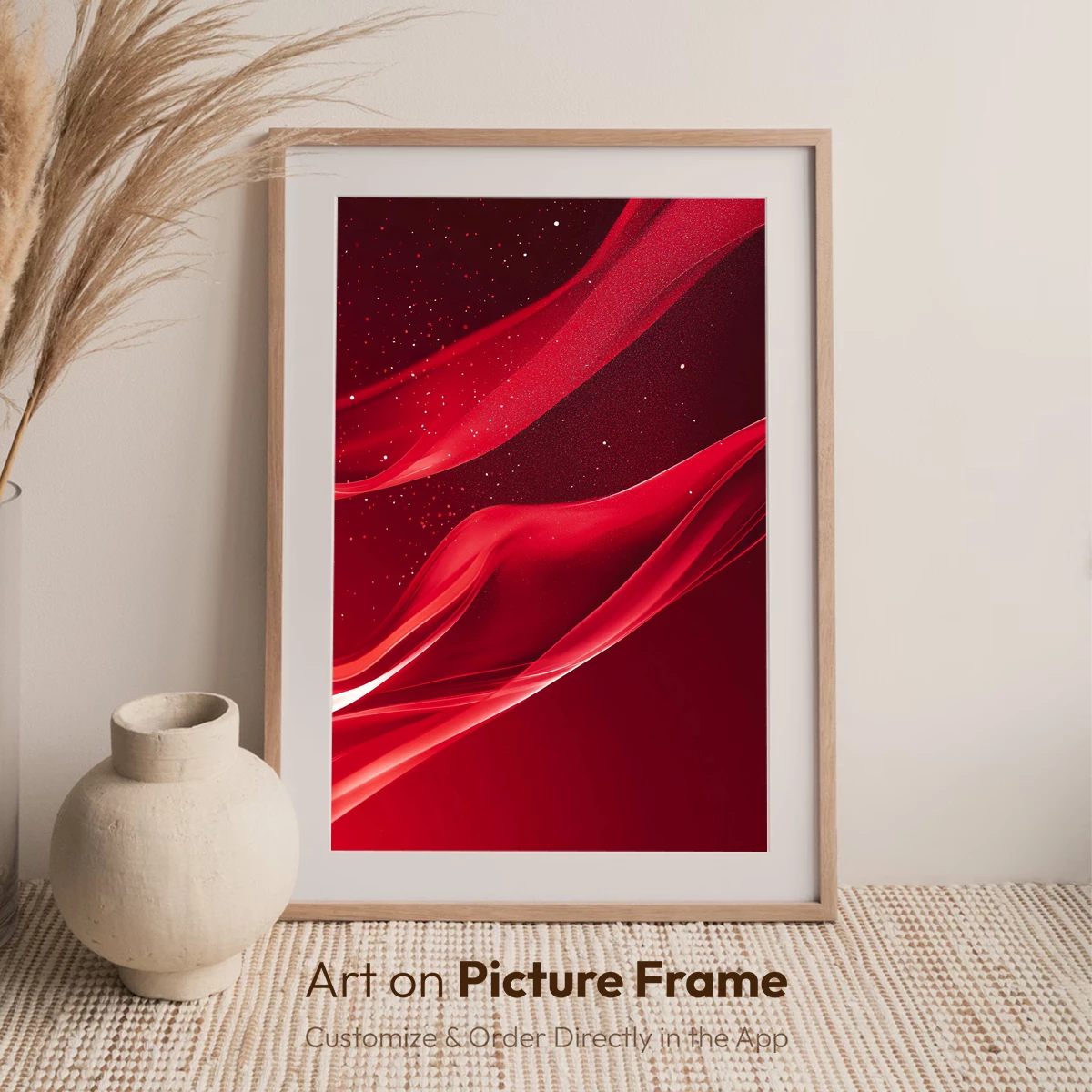 Elegant Crimson Waves: A Symphony of Flow and Sparkle - Image 6