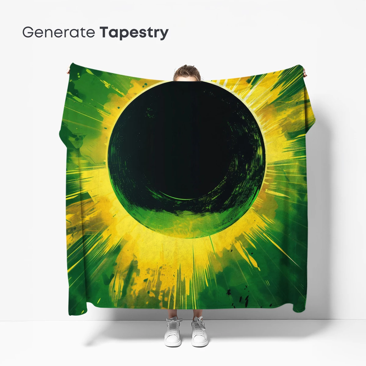Eclipse Burst: Dynamic Green and Yellow Abstract Art - Image 5