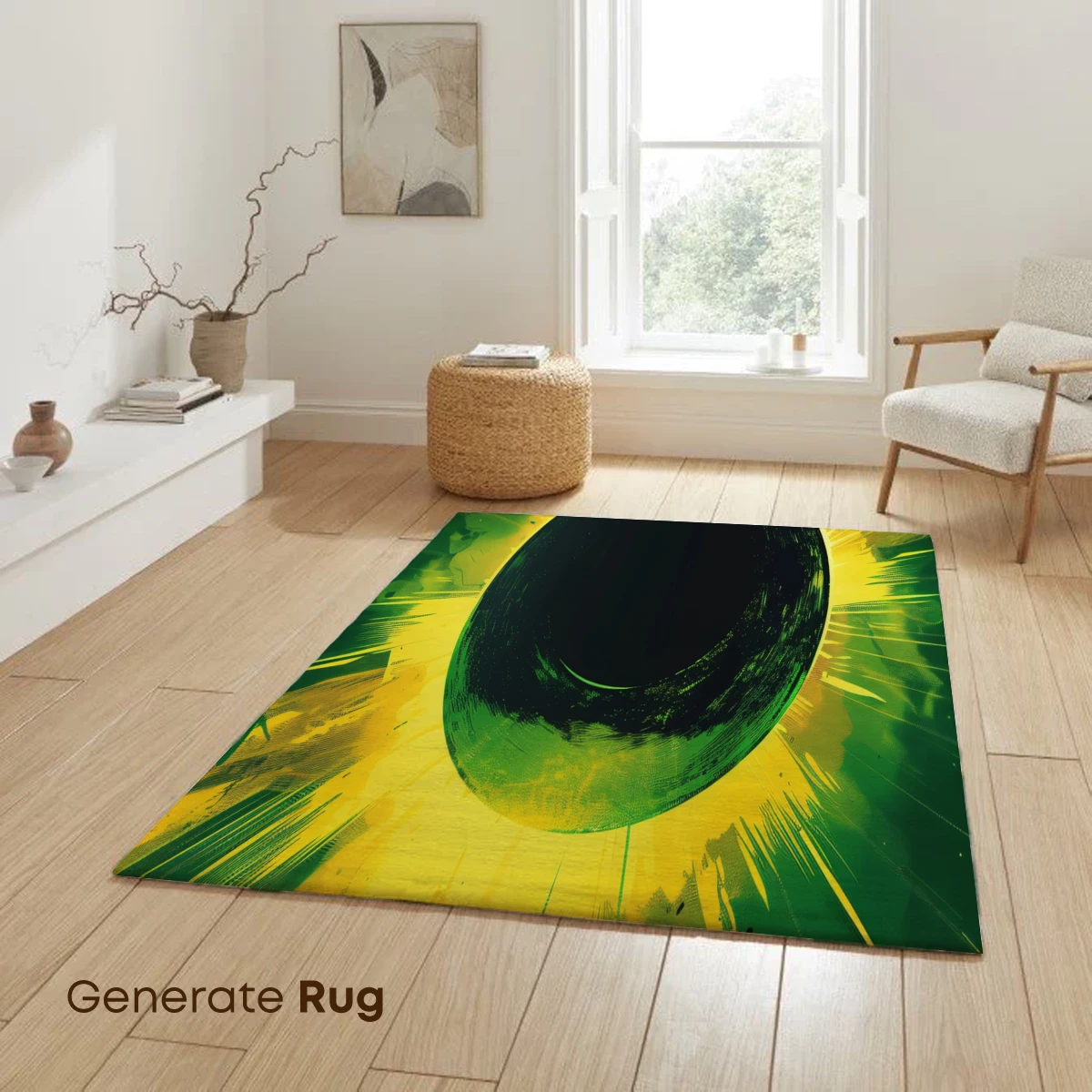 Eclipse Burst: Dynamic Green and Yellow Abstract Art - Image 6