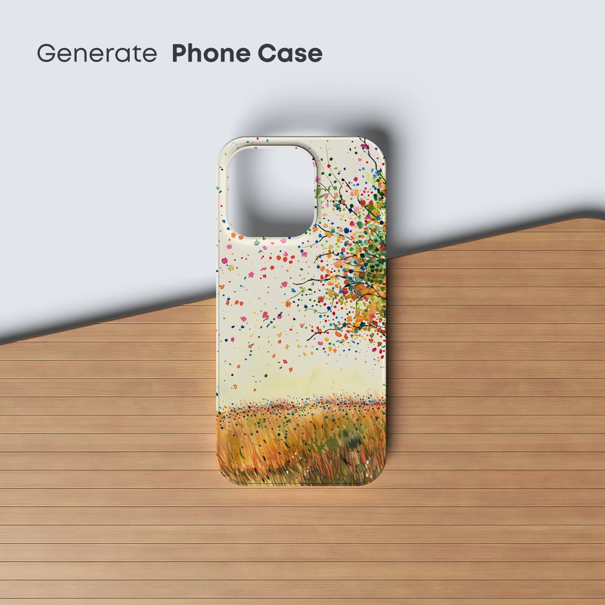 Autumn Whispers: Colorful Confetti Rain Over a Serene Field - Image 3