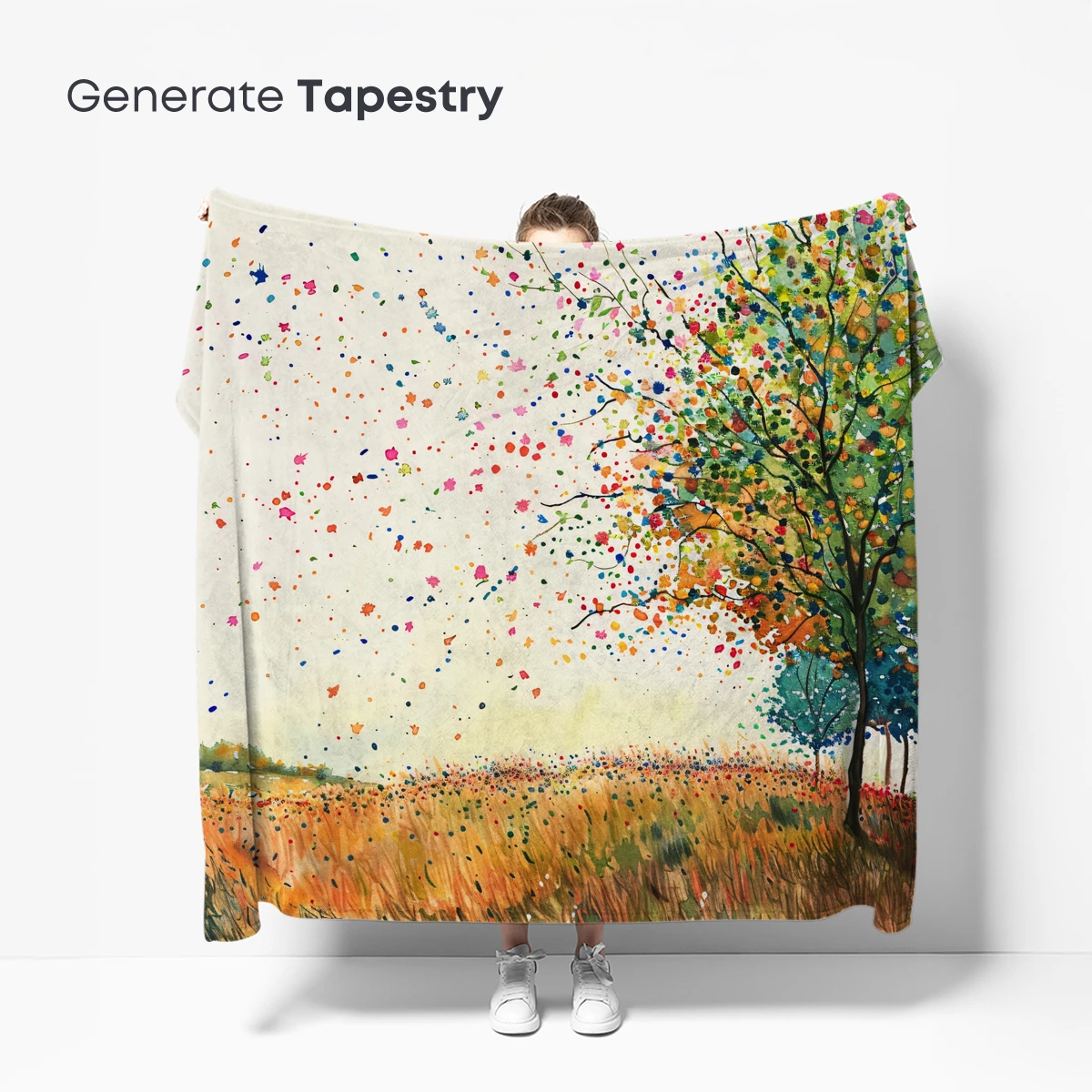 Autumn Whispers: Colorful Confetti Rain Over a Serene Field - Image 5