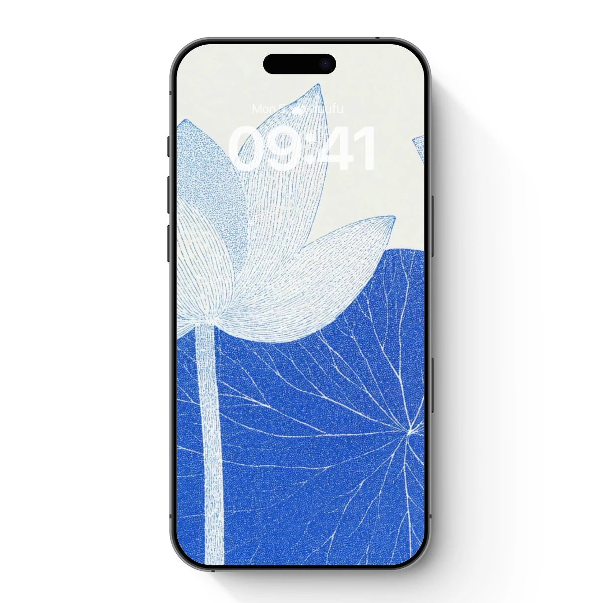 Blue Lotus Serenity: Minimalist Floral Art