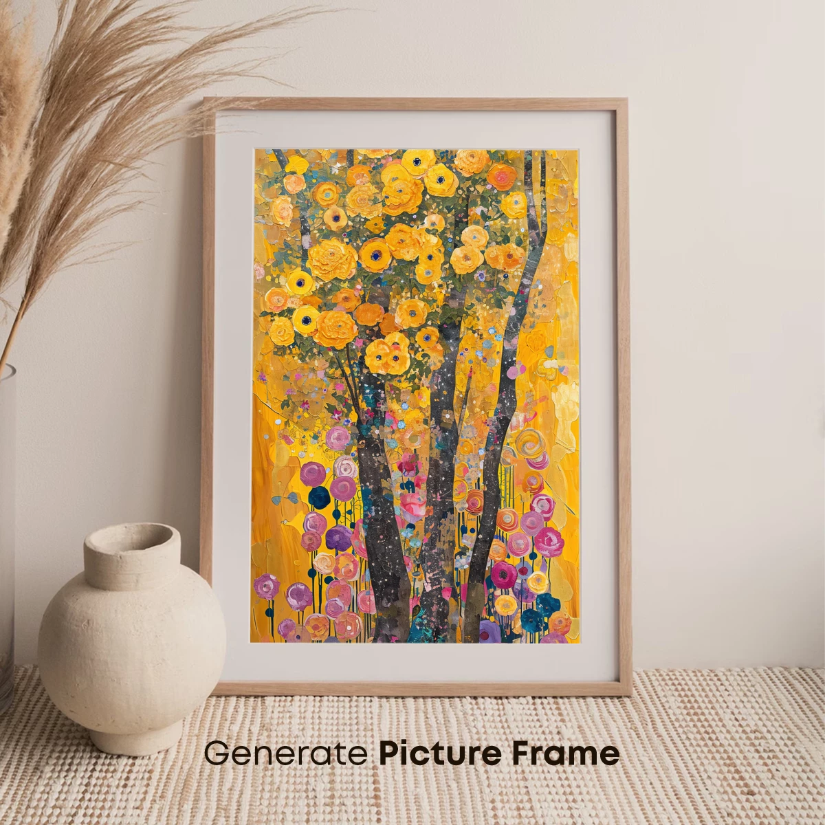 Golden Floral Symphony: Impressionist Blossoms in Harmony - Image 7