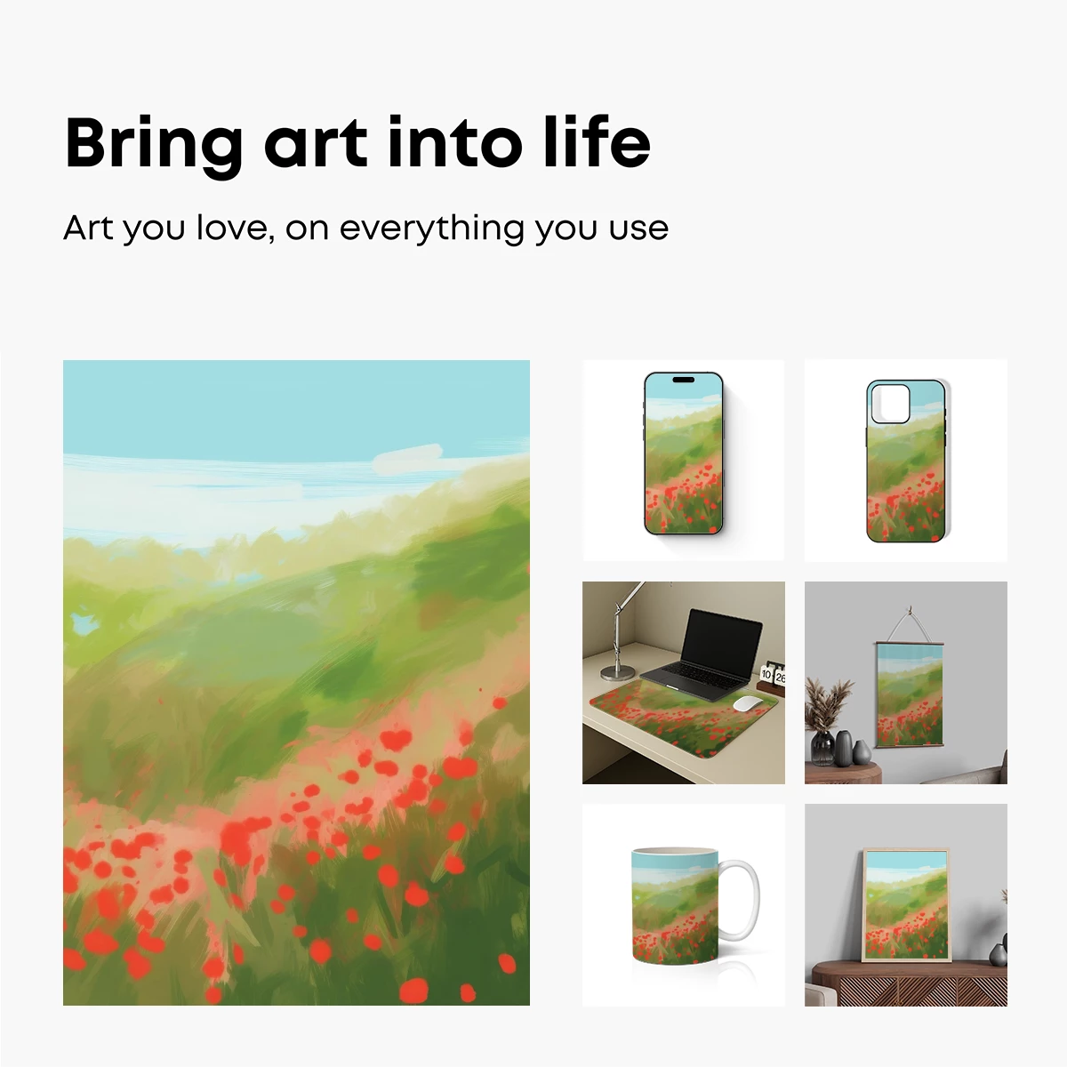 Blooming Poppy Fields: Impressionist Landscape - Image 2