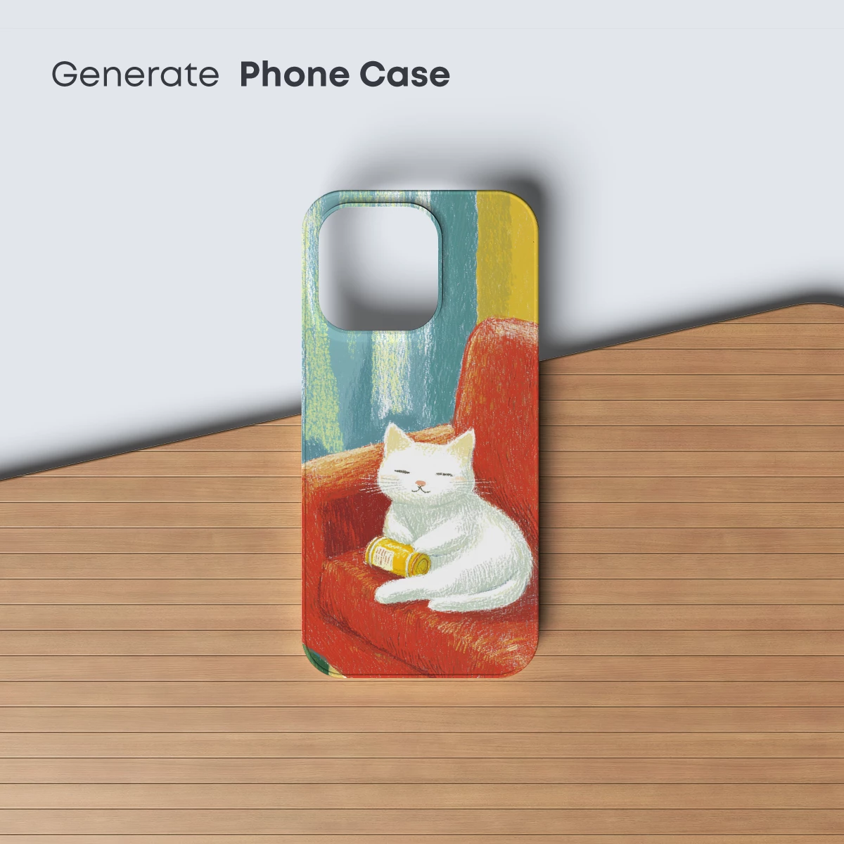 Cozy Cat on Crimson Chair: Whimsical Illustration - Image 3