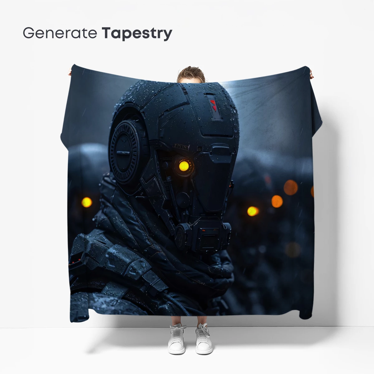 Cybernetic Vanguard: Futuristic Soldier in Rainy Urban Night - Image 5