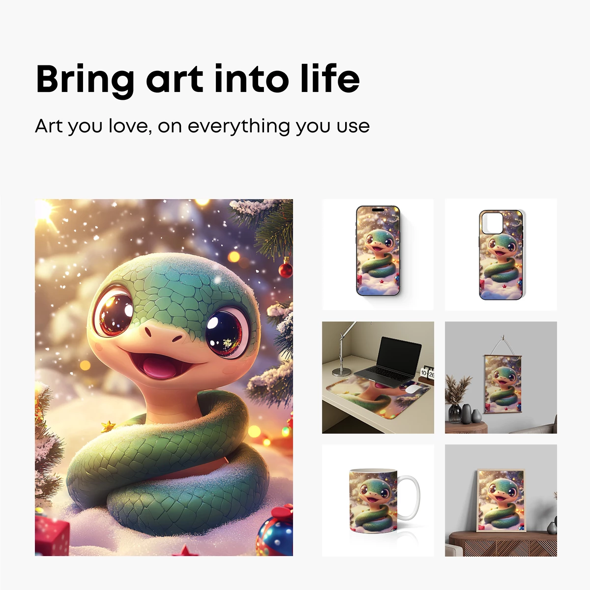 Charming Snake in a Festive Winter Wonderland - Image 2