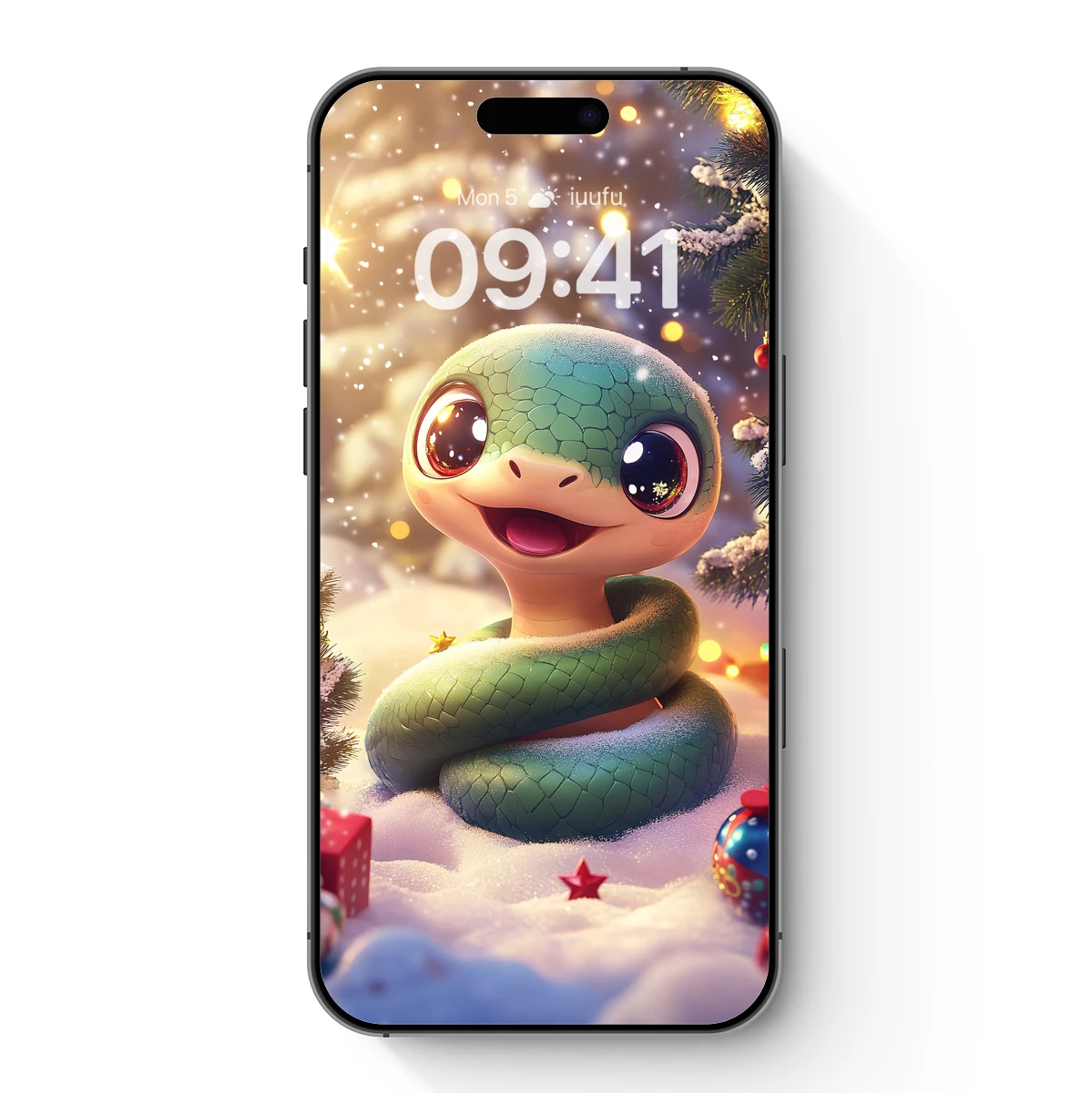 Charming Snake in a Festive Winter Wonderland