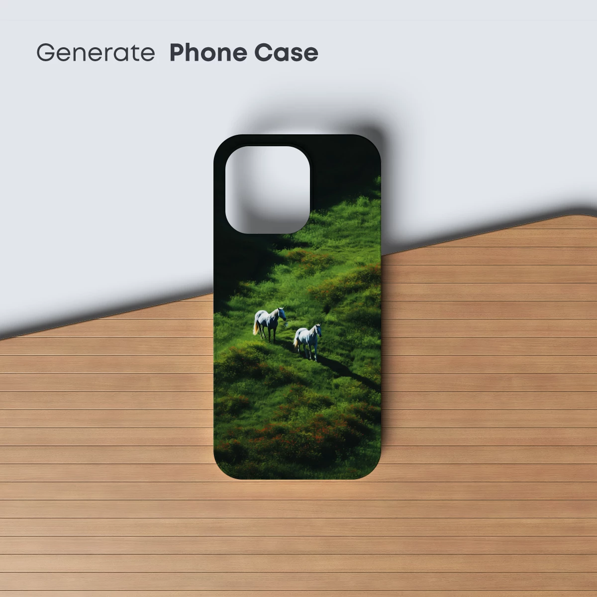 Equestrian Serenity: White Horses in Verdant Hills - Image 3