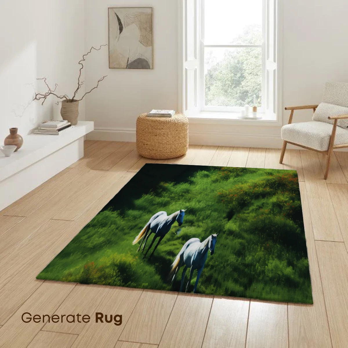 Equestrian Serenity: White Horses in Verdant Hills - Image 6