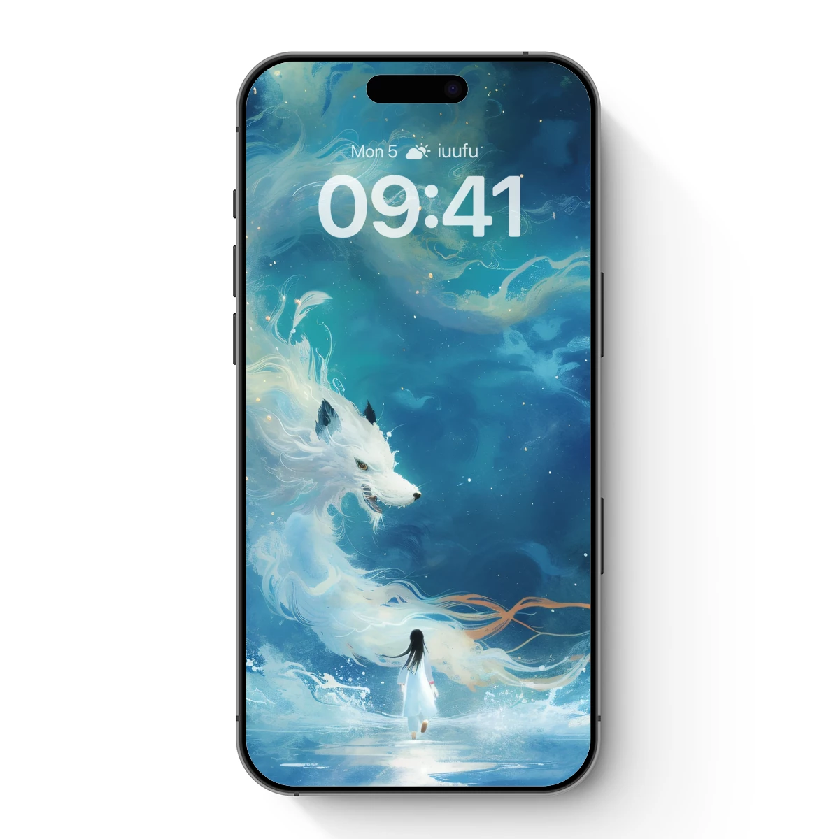 Ethereal Encounter: Girl and Celestial Fox in Dreamlike Night