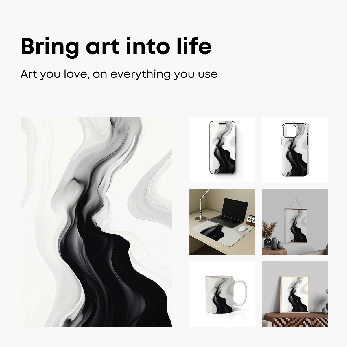Elegant Black and White Flow: Abstract Ink Dynamics - Image 2