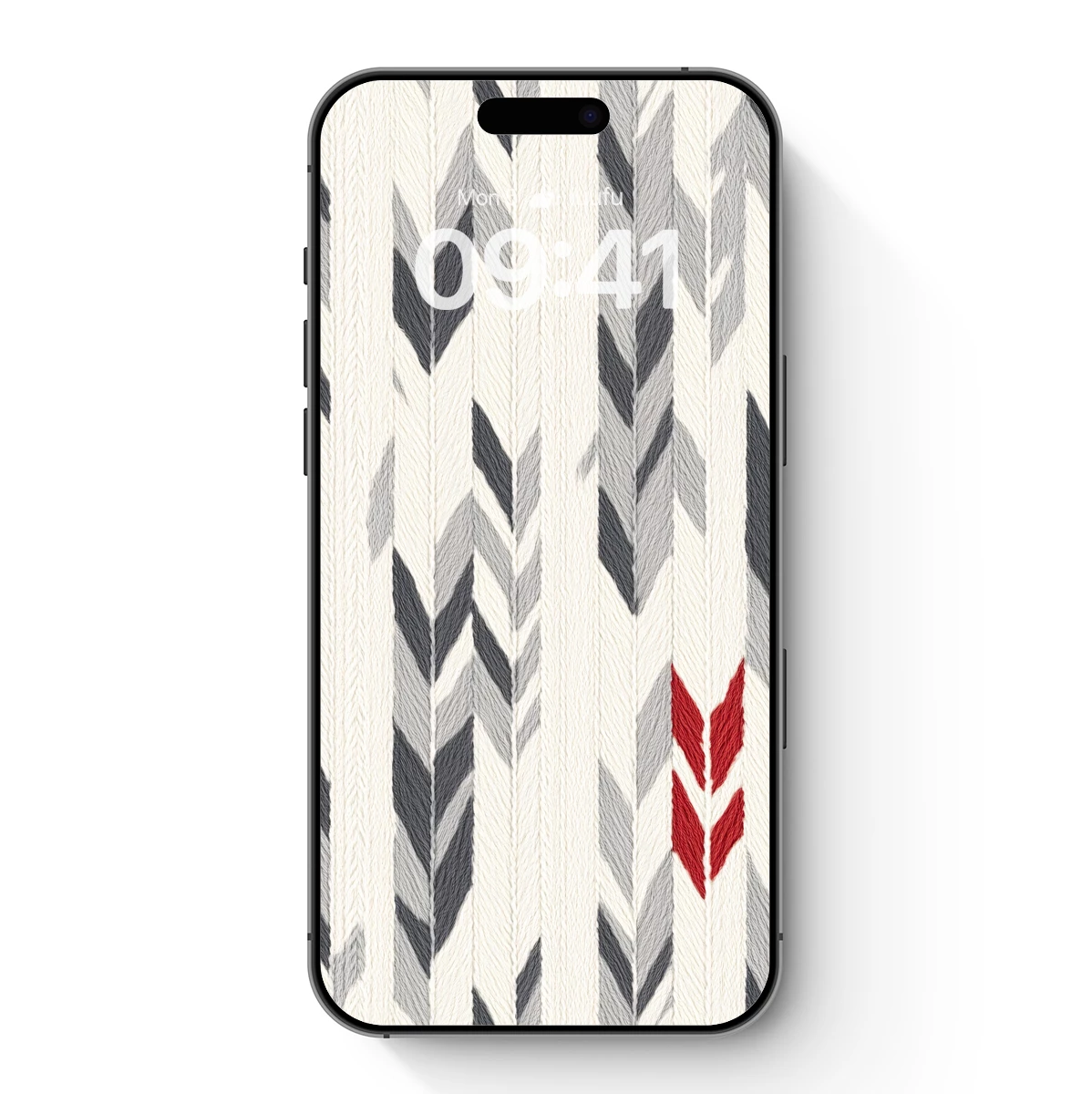 Chevron Weave Symphony: Red Accent Amidst Gray Harmony