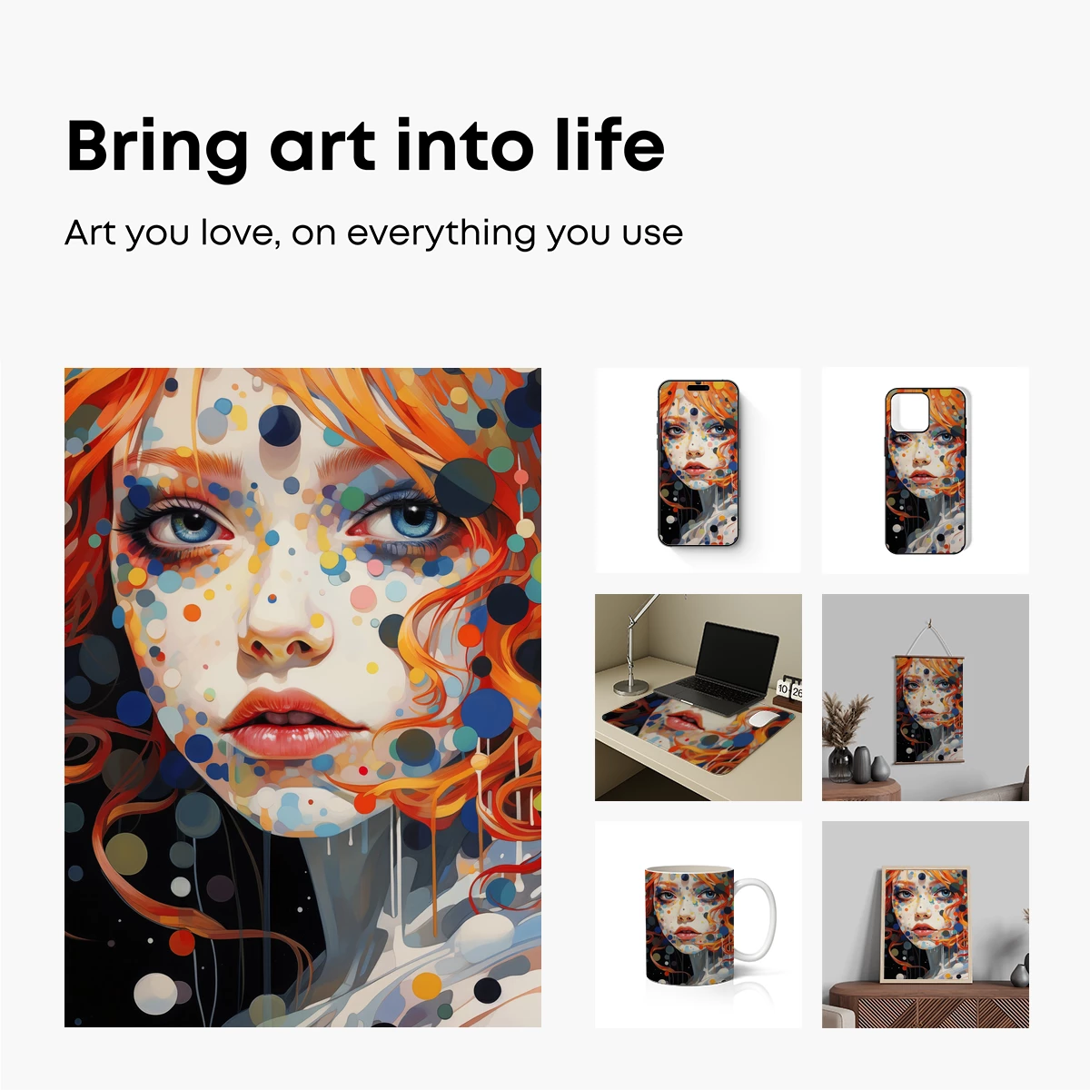 Dot-Painted Enigma: Vibrant Portrait Art - Image 2