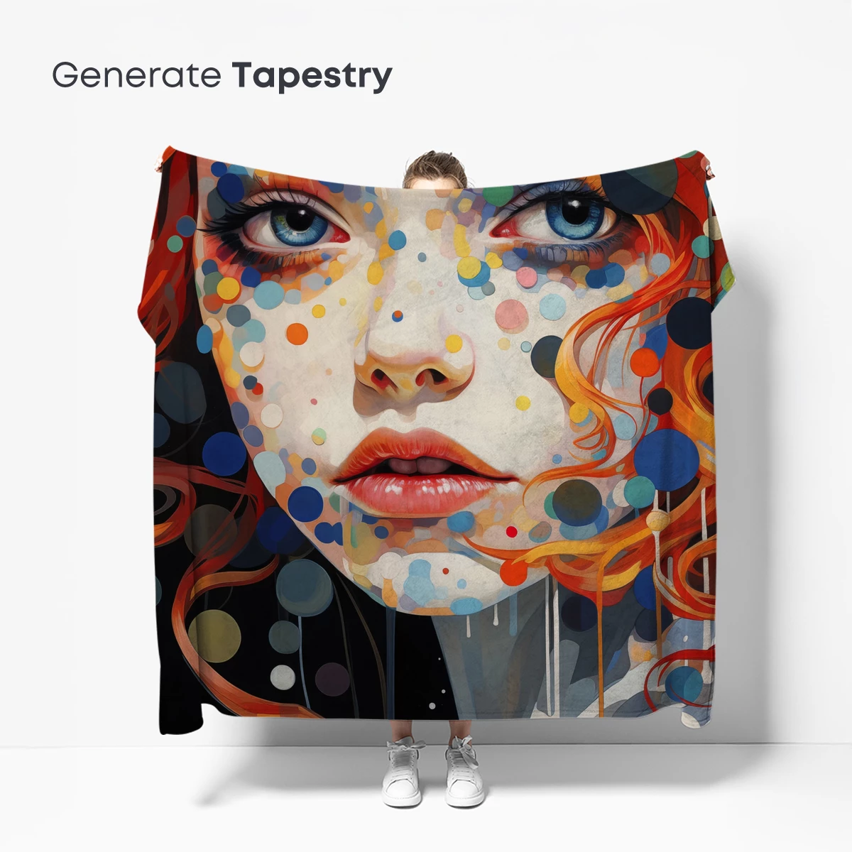 Dot-Painted Enigma: Vibrant Portrait Art - Image 5