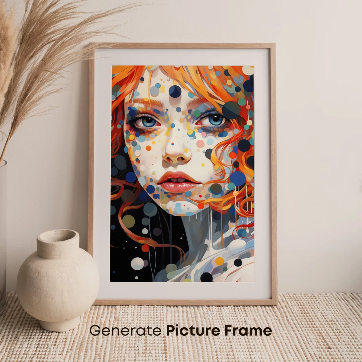 Dot-Painted Enigma: Vibrant Portrait Art - Image 7