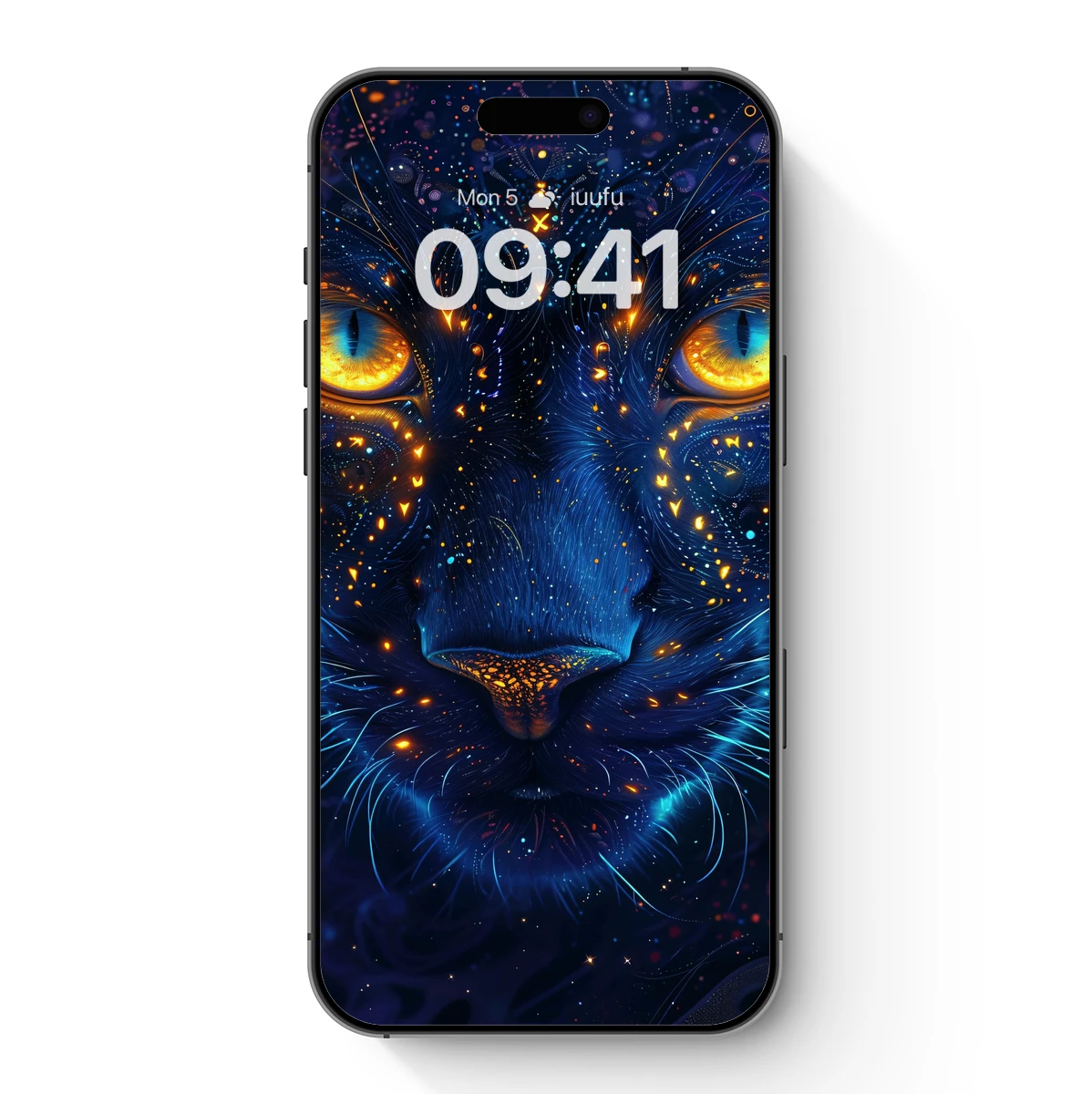 Cosmic Cat: Glowing Eyes in a Starry Night