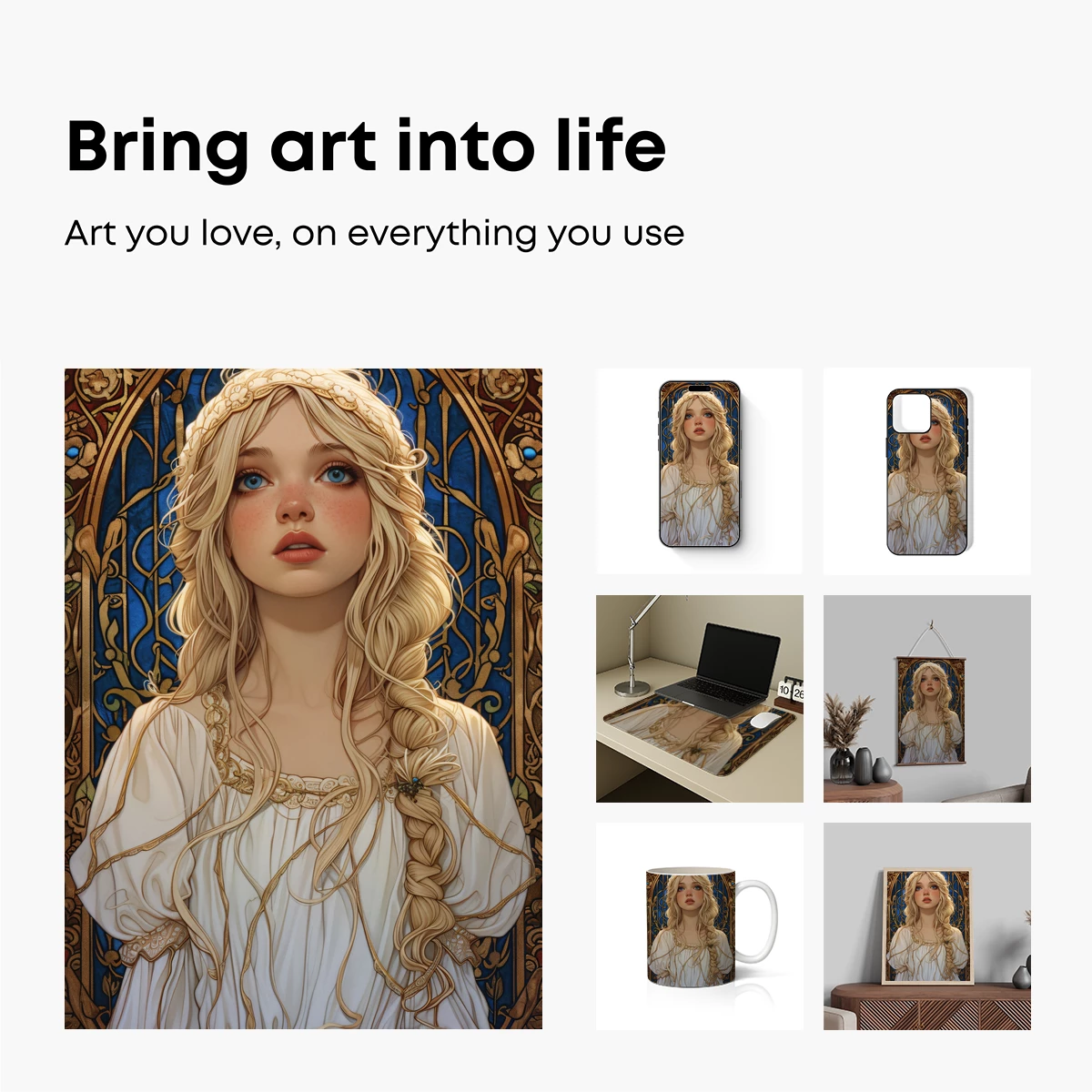 Ethereal Maiden in Art Nouveau Elegance - Image 2