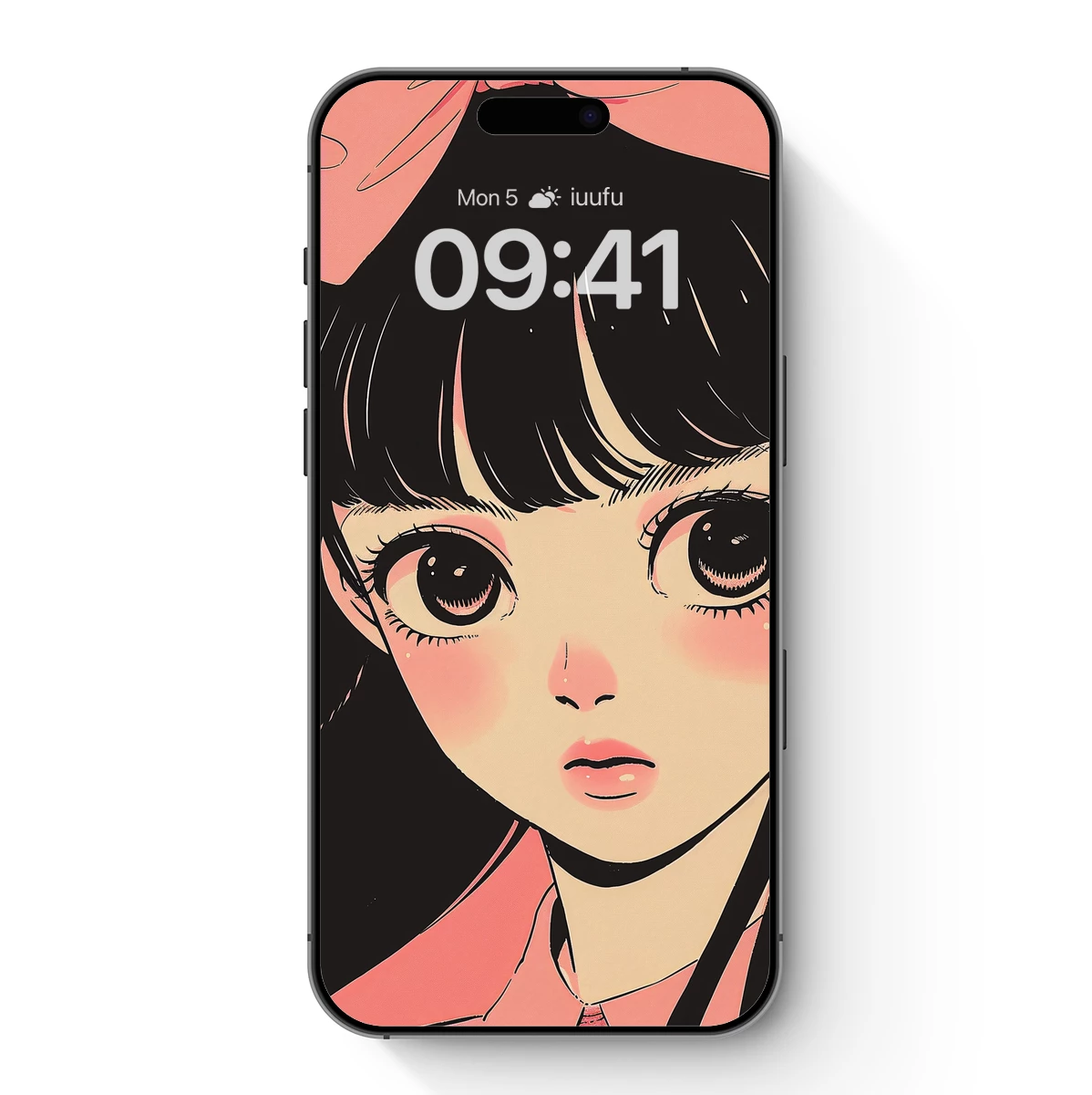 Anime Whimsy: Big-Eyed Girl with Pink Bow