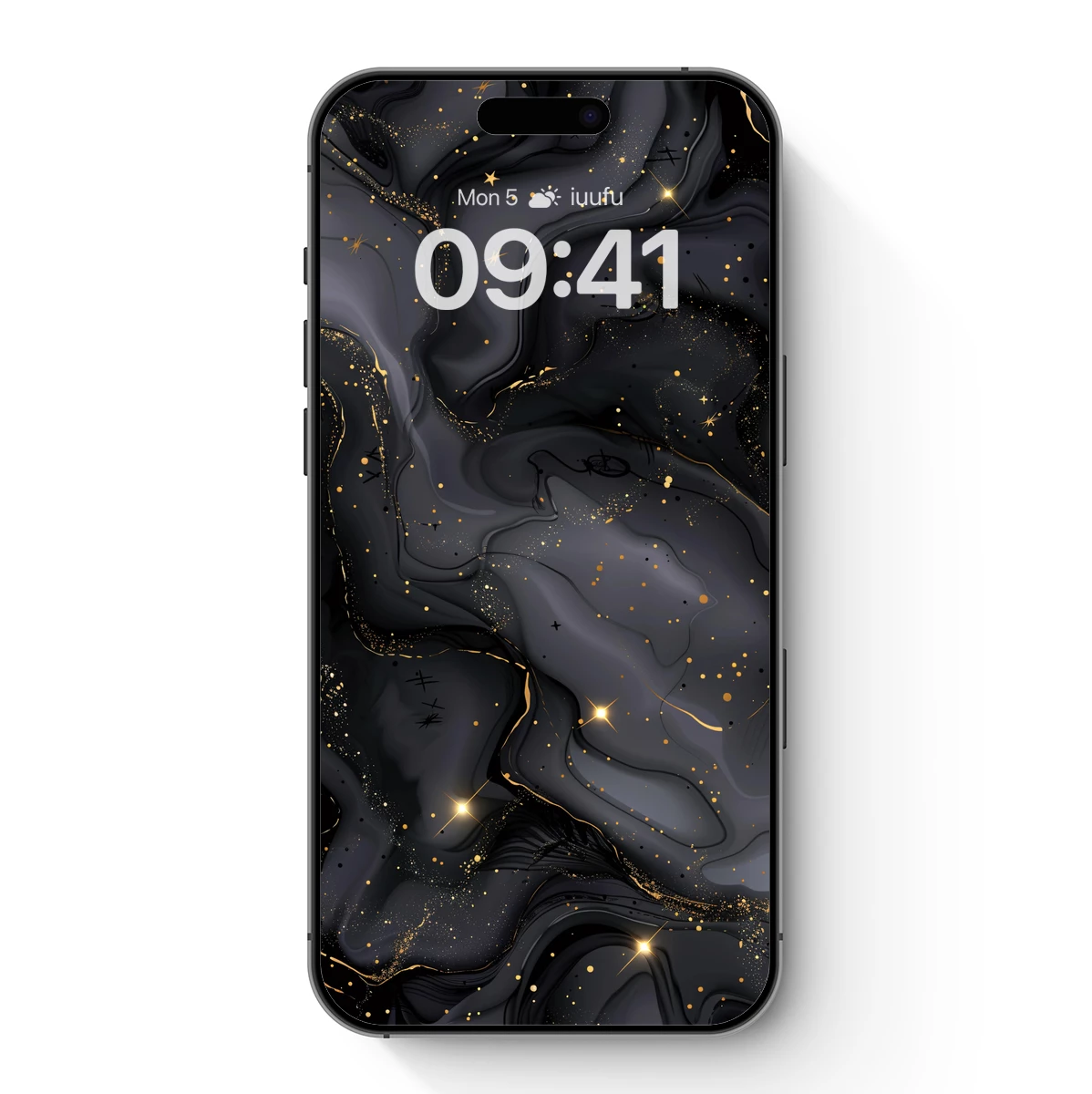 Ethereal Midnight Flow: Golden Stars in Dark Abyss