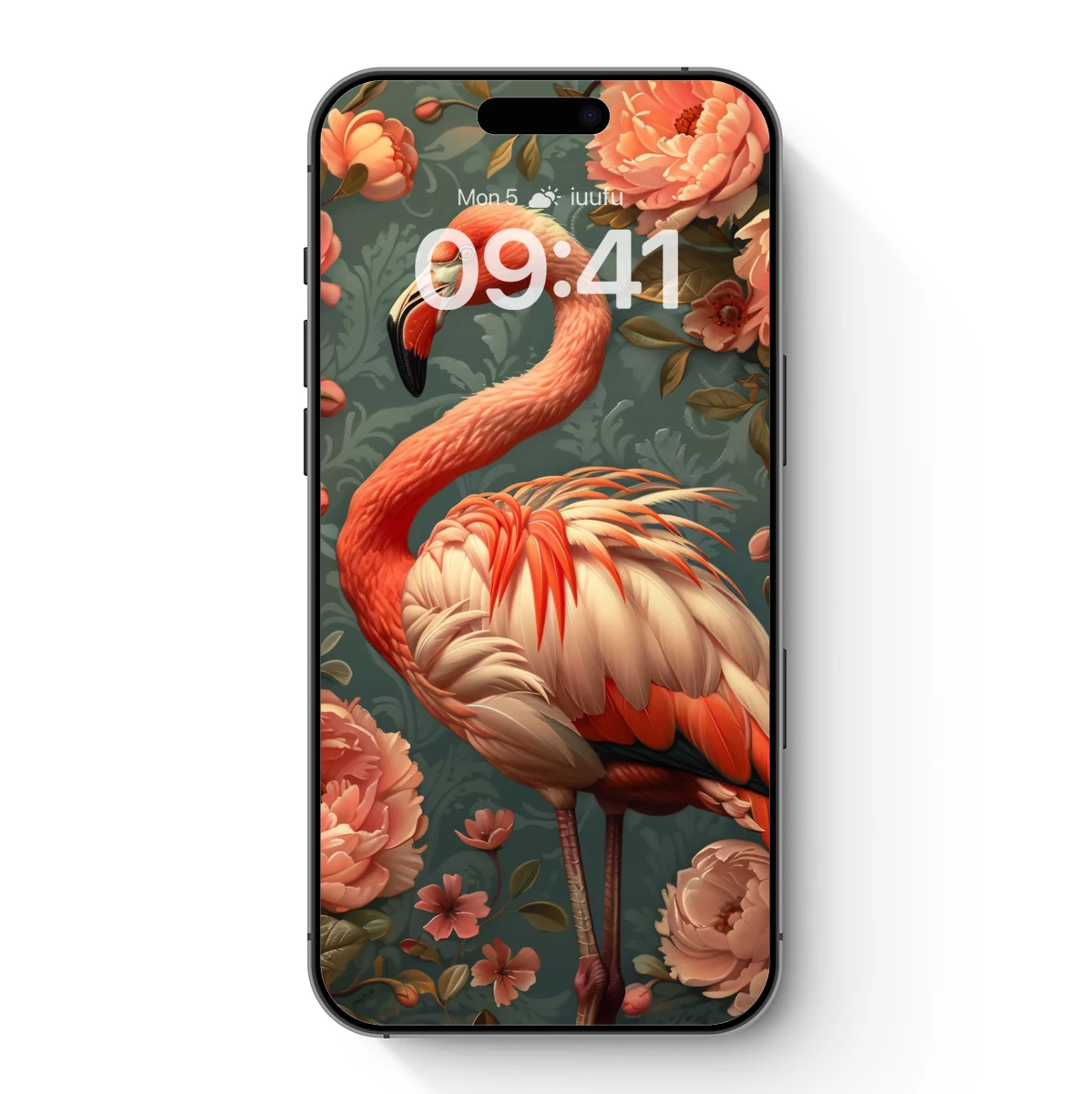 Elegant Flamingo in a Rose Garden