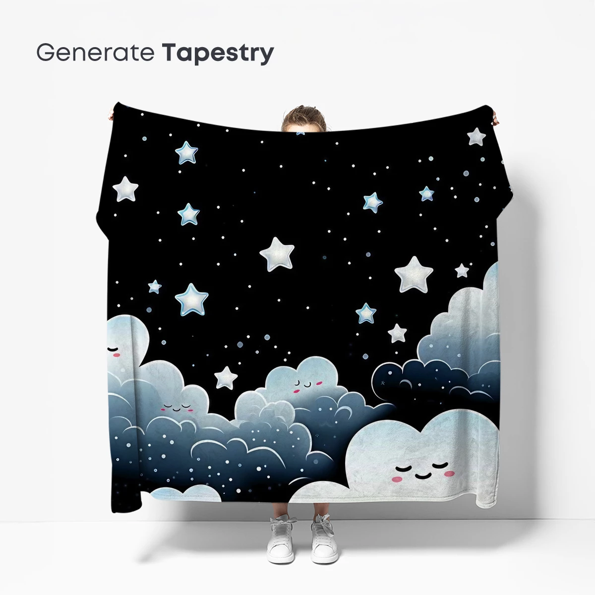 Dreamy Night Sky with Whimsical Clouds and Stars - Image 5