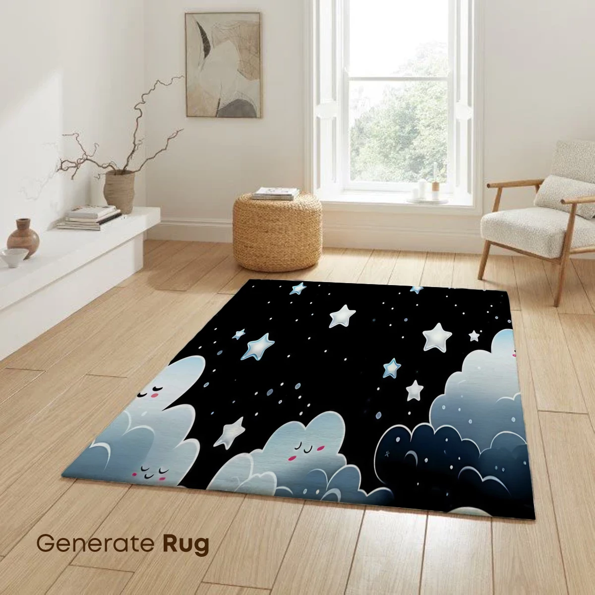 Dreamy Night Sky with Whimsical Clouds and Stars - Image 6
