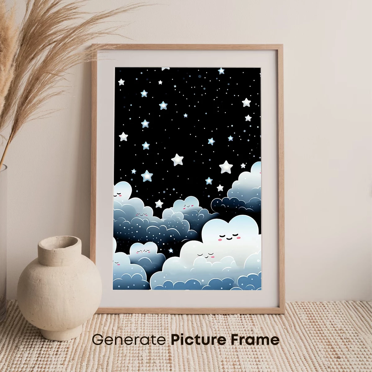 Dreamy Night Sky with Whimsical Clouds and Stars - Image 7