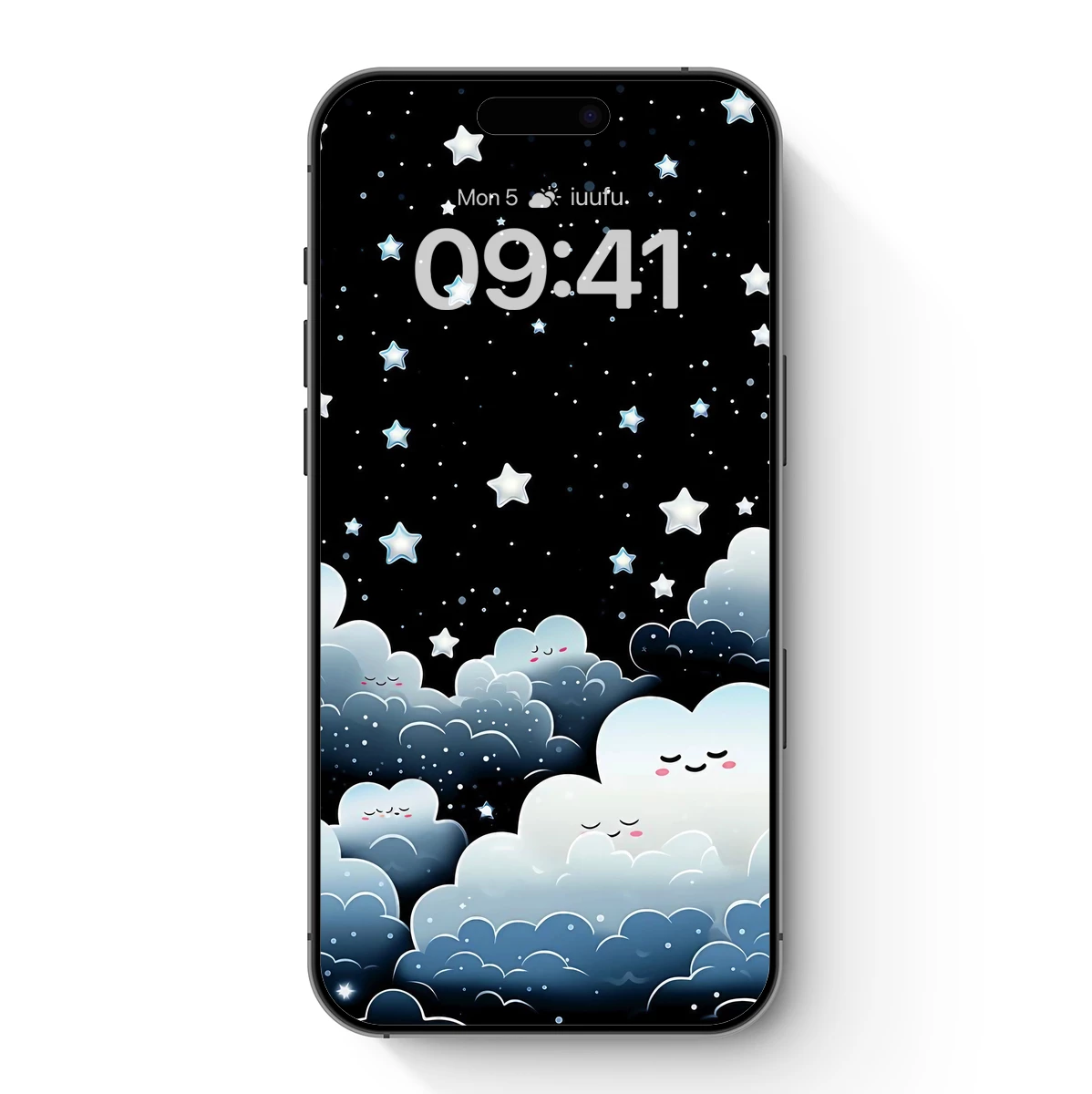 Dreamy Night Sky with Whimsical Clouds and Stars