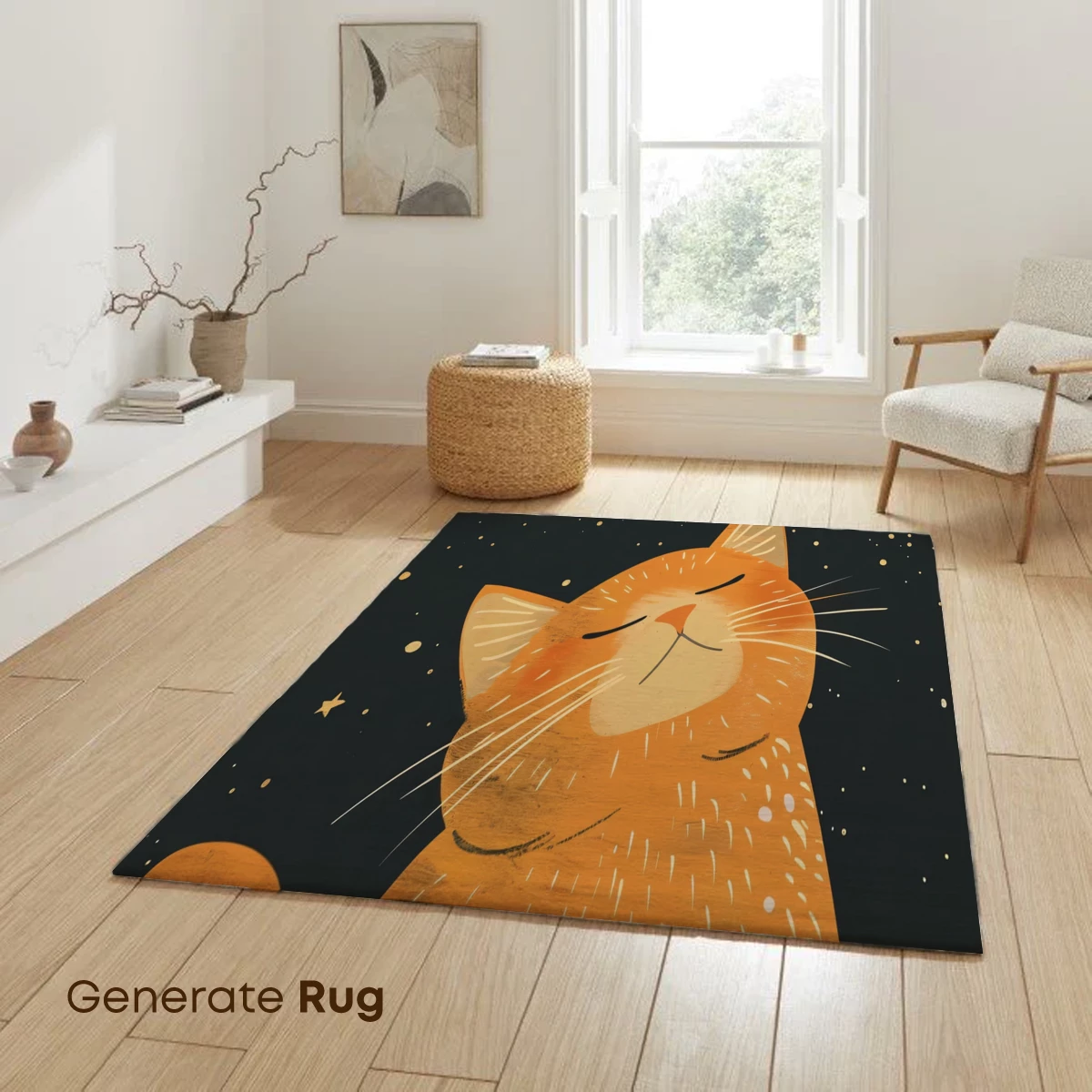 Dreamy Night Cat: Whiskers Under the Crescent Moon - Image 6