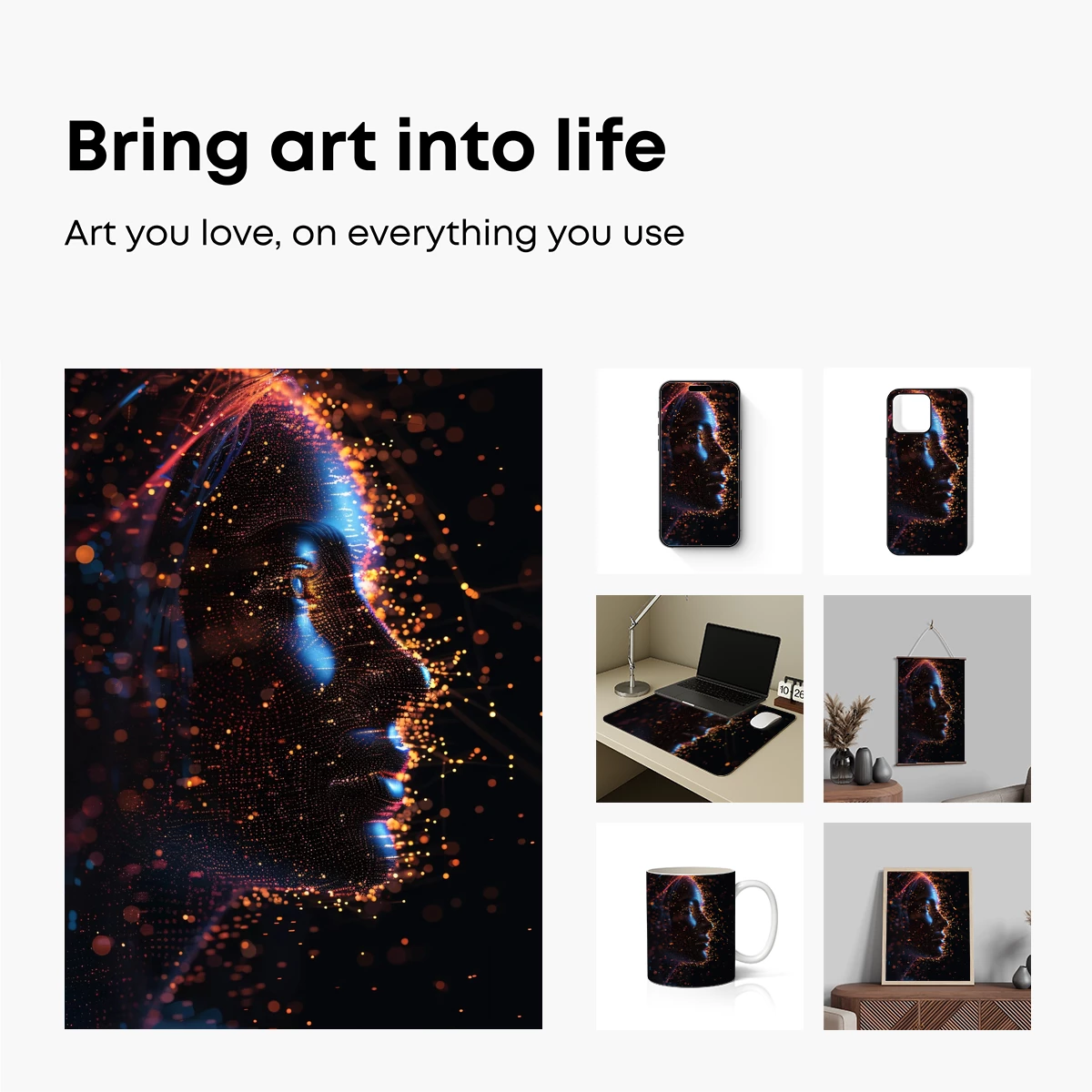 Digital Lumina: Pixelated Face in Neon Glow - Image 2