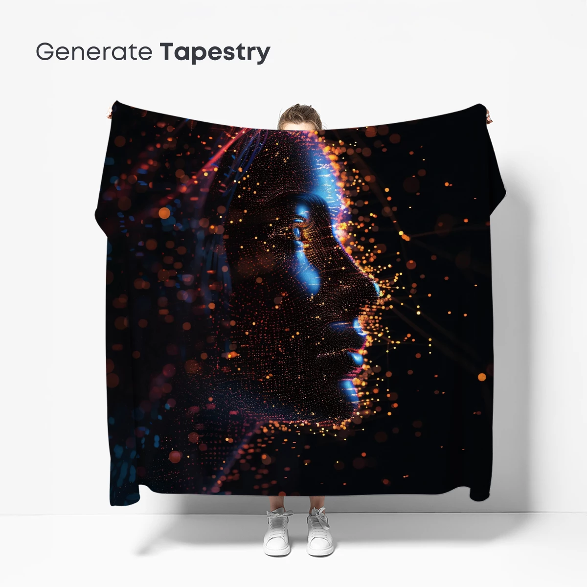 Digital Lumina: Pixelated Face in Neon Glow - Image 5