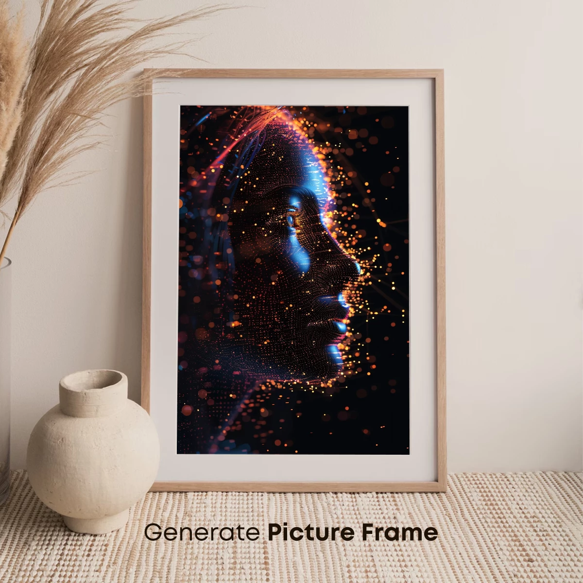 Digital Lumina: Pixelated Face in Neon Glow - Image 7