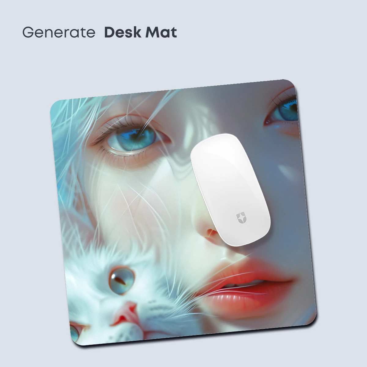 Ethereal Bond: Blue-Haired Muse and White Cat - Image 4