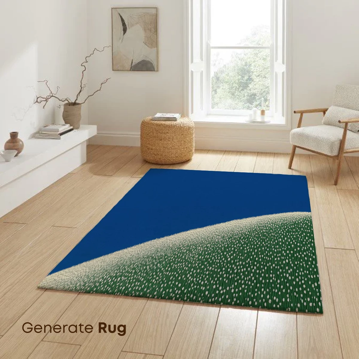 Daisy Hill Horizon: Minimalist Floral Landscape - Image 6