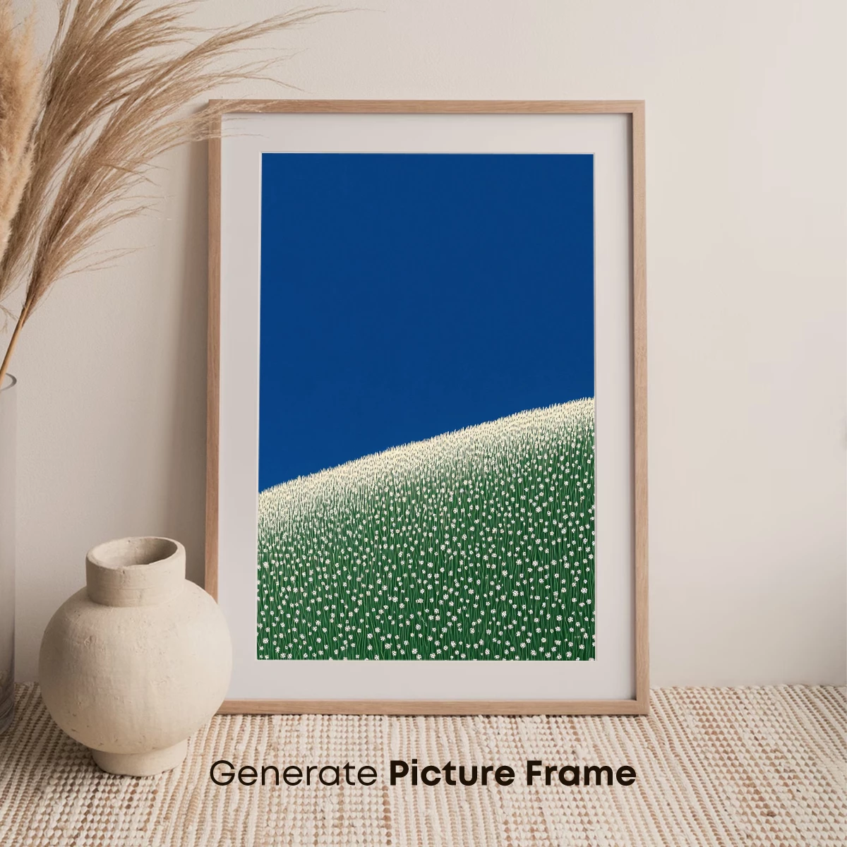 Daisy Hill Horizon: Minimalist Floral Landscape - Image 7